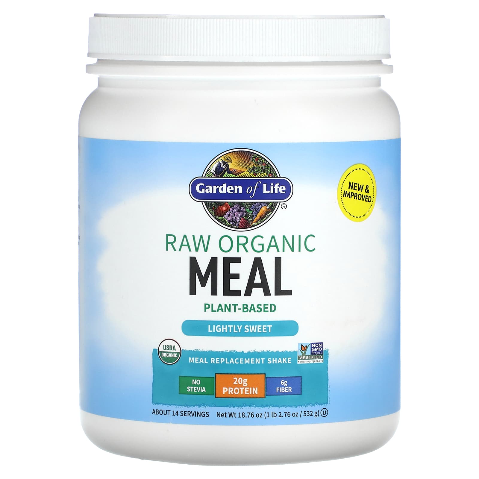 Garden of Life-RAW Organic Meal-Meal Replacement Shake-Lightly Sweet-18.76 oz (532 g)