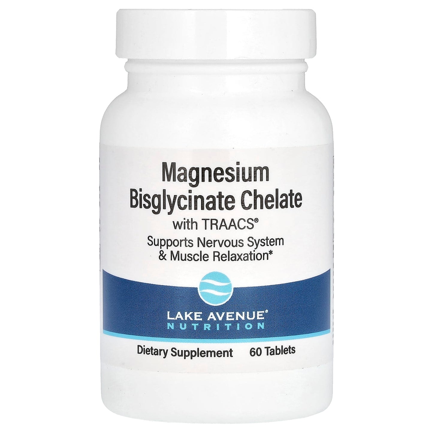 Lake Avenue Nutrition-Magnesium Bisglycinate Chelate with TRAACS®-200 mg-60 Tablets (100 mg per Tablet)