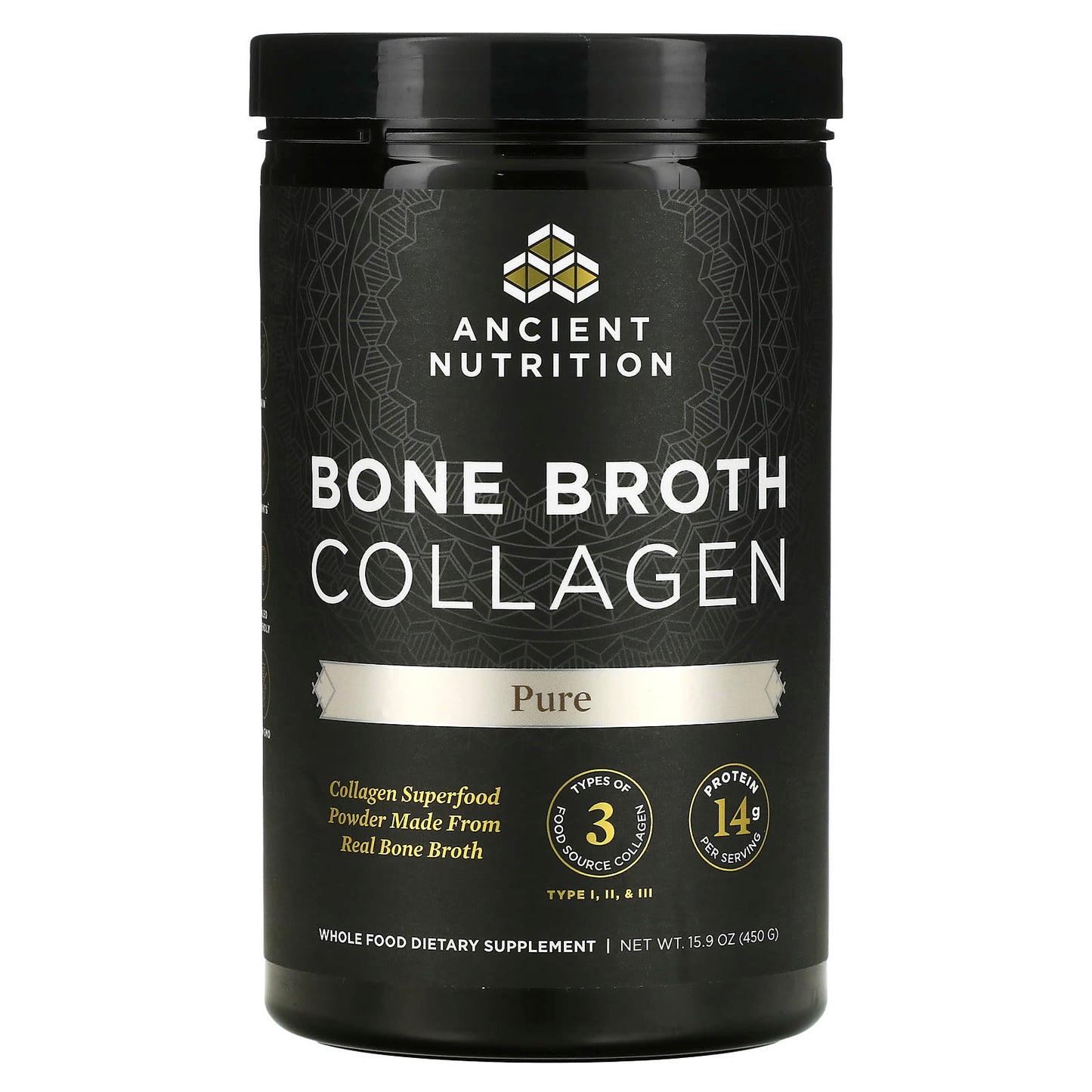 Ancient Nutrition-Bone Broth Collagen-Pure-15.9 oz (450 g)