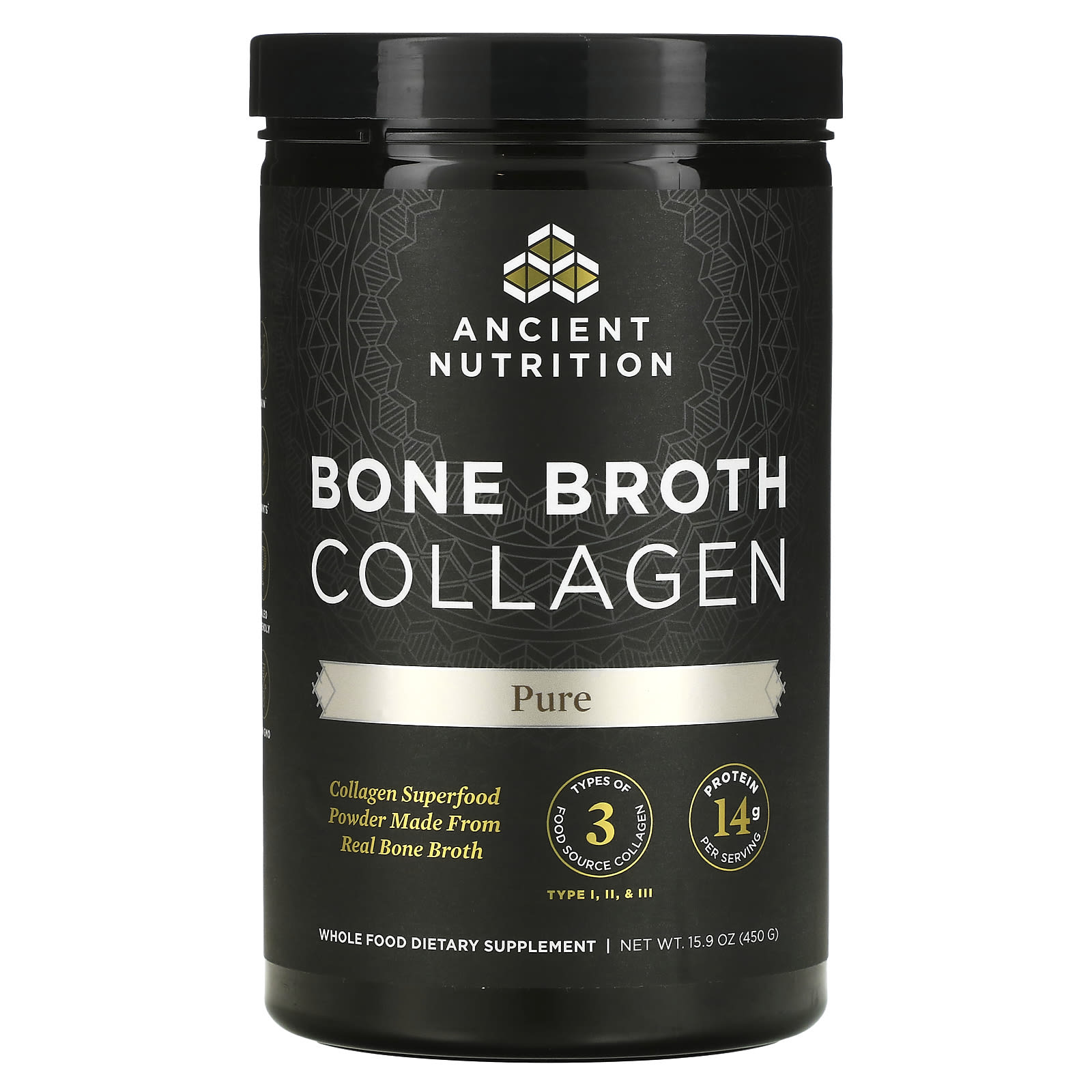 Ancient Nutrition-Bone Broth Collagen-Pure-15.9 oz (450 g)