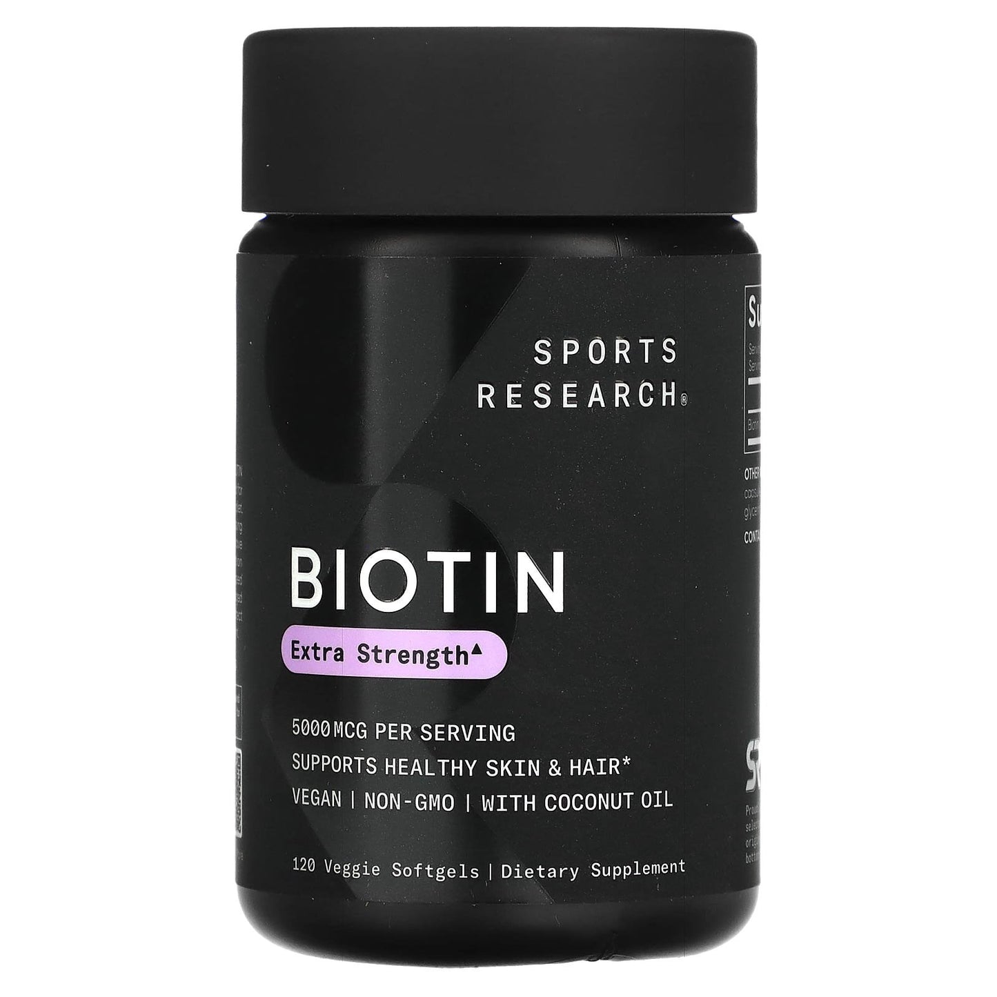 Sports Research-Biotin with Coconut Oil-5,000 mcg-120 Veggie Softgels