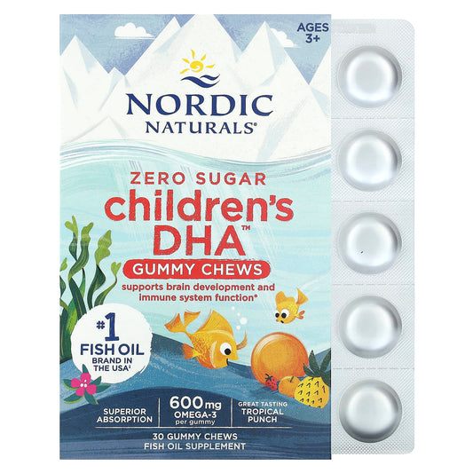 Nordic Naturals-Children's DHA Gummy Chews-Ages 3+-Tropical Punch-600 mg-30 Gummies