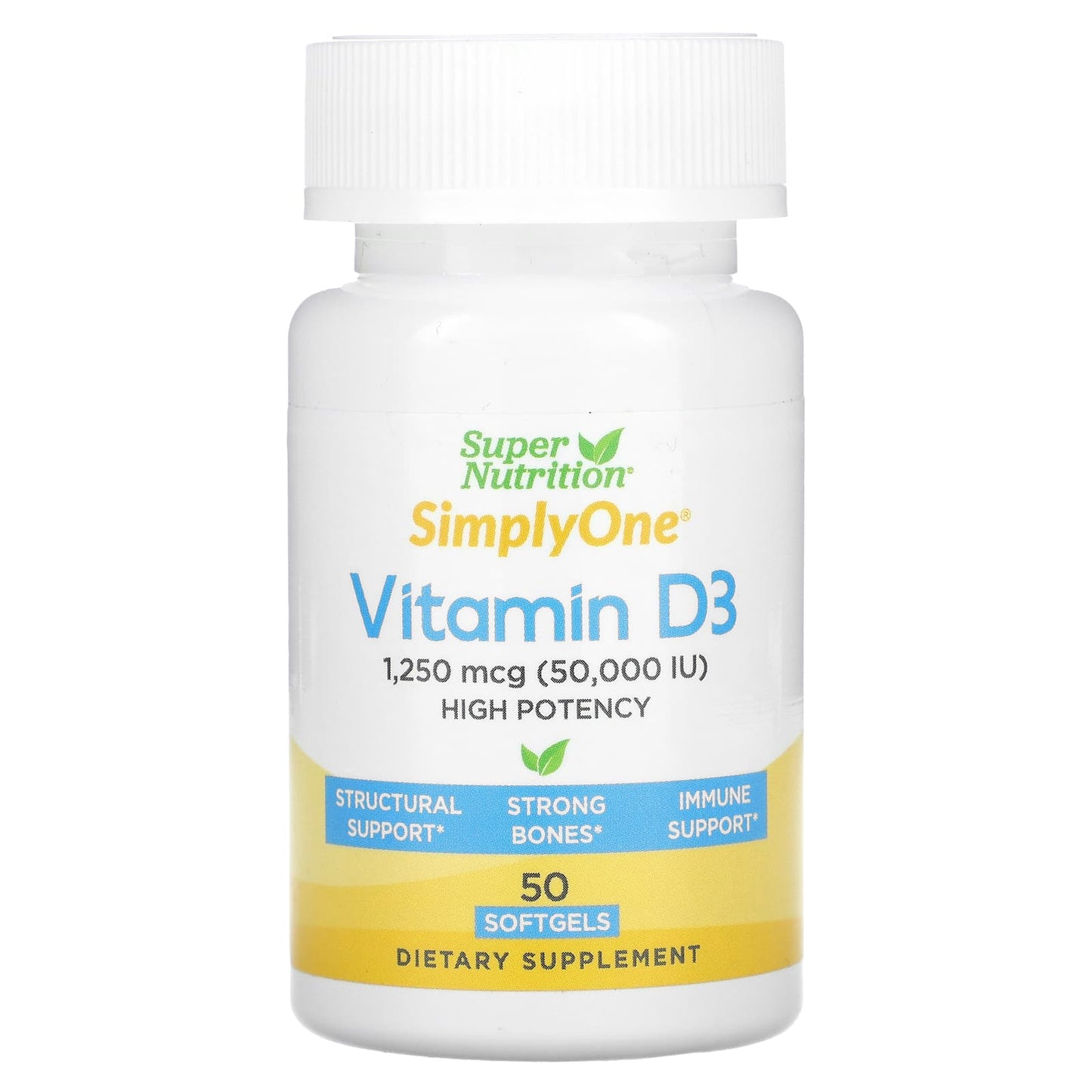 Super Nutrition-SimplyOne-Vitamin D3-50,000 IU-50 Softgels