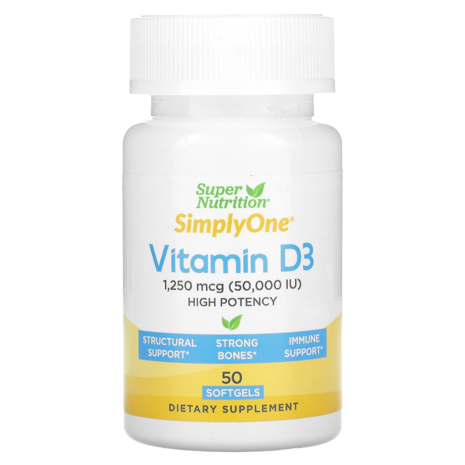 Super Nutrition-SimplyOne-Vitamin D3-50,000 IU-50 Softgels