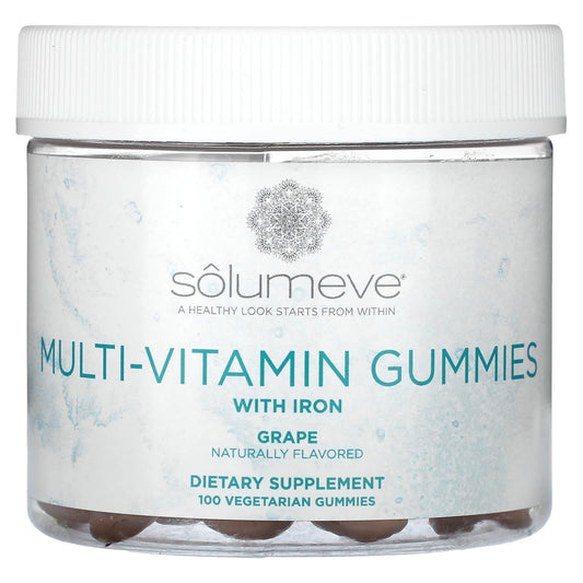 Solumeve-Multi-Vitamin Gummies-Gelatin Free-Grape Flavor-100 Vegetarian Gummies