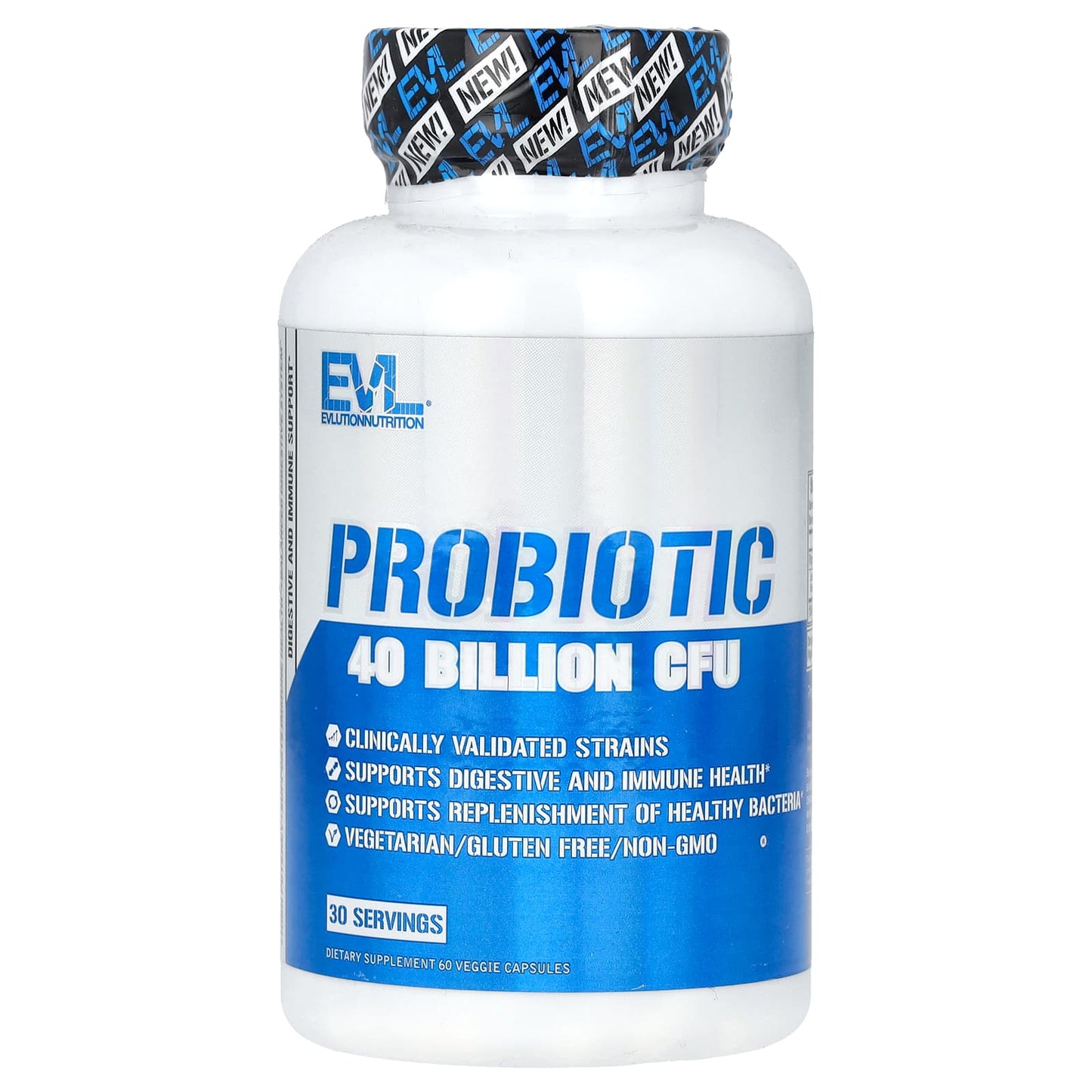 EVLution Nutrition-Probiotic-40 Billion CFU-60 Veggie Capsules (20 Billion CFU per Capsule)