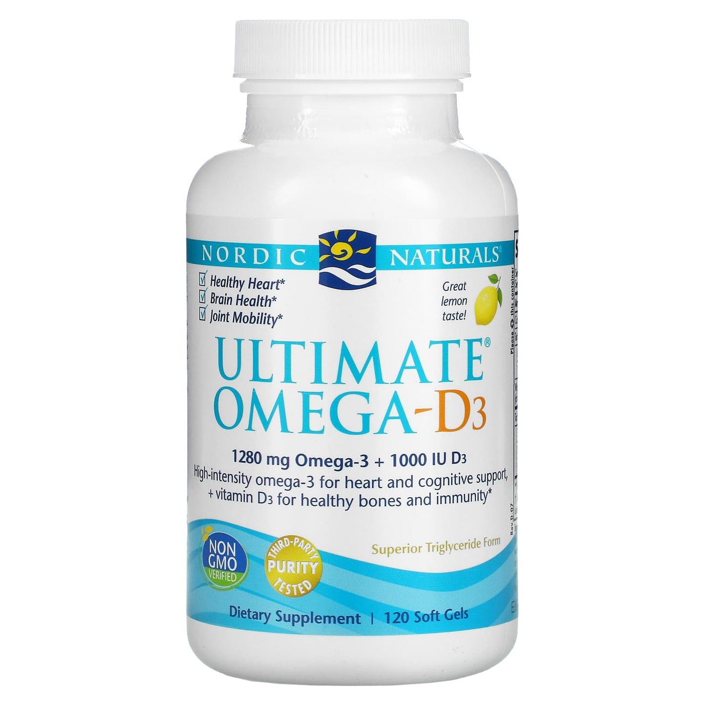 Nordic Naturals, Ultimate Omega-D3, Lemon, 120 Soft Gels