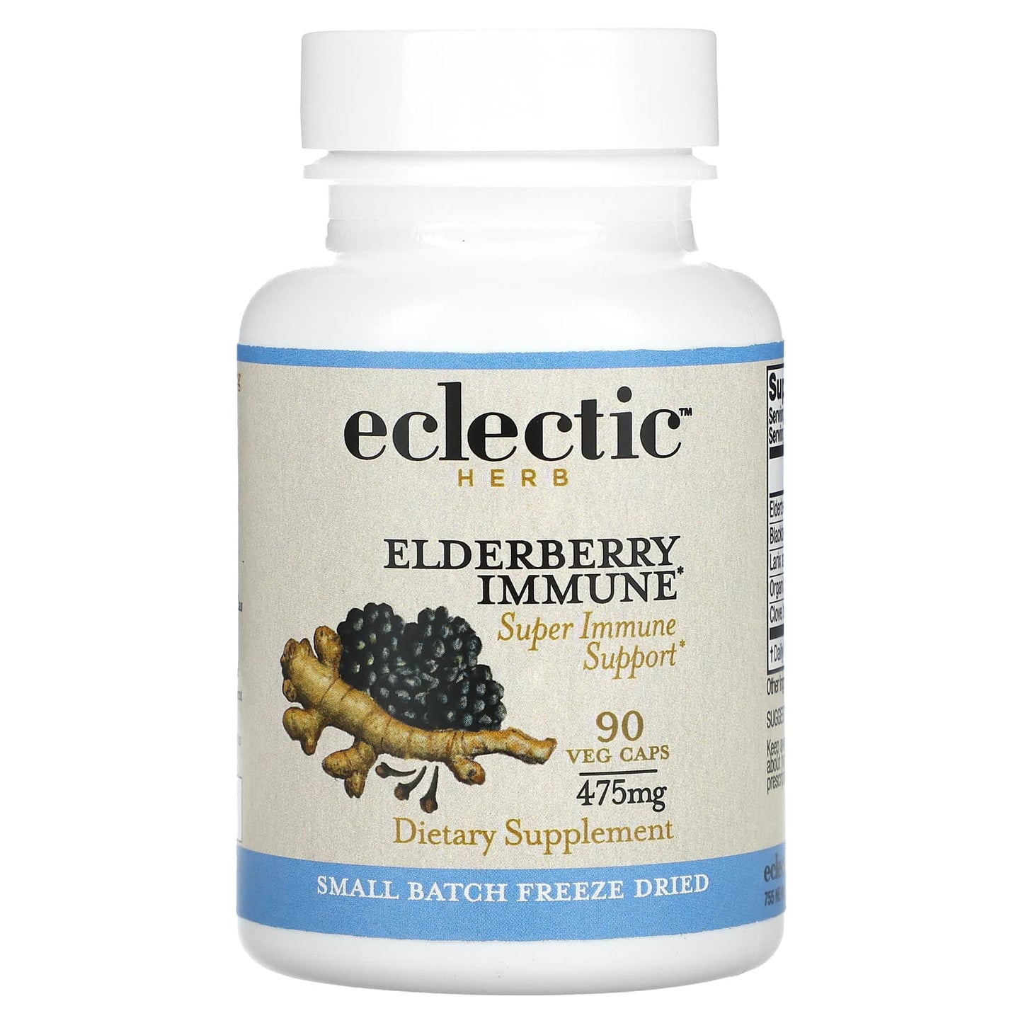 Eclectic Institute-Freeze Dried-Elderberry Immune-475 mg-90 Veg Caps (237 mg per Capsule)