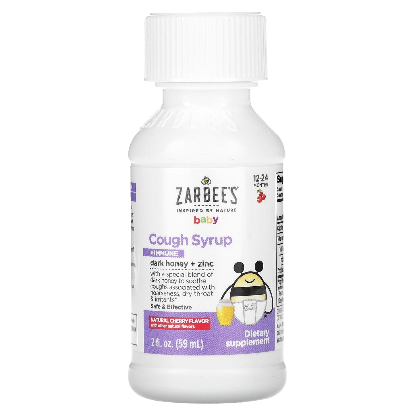 Zarbee's, Baby, Cough Syrup + Immune, 12-24 Months, Natural Cherry, 2 fl oz (59 ml)