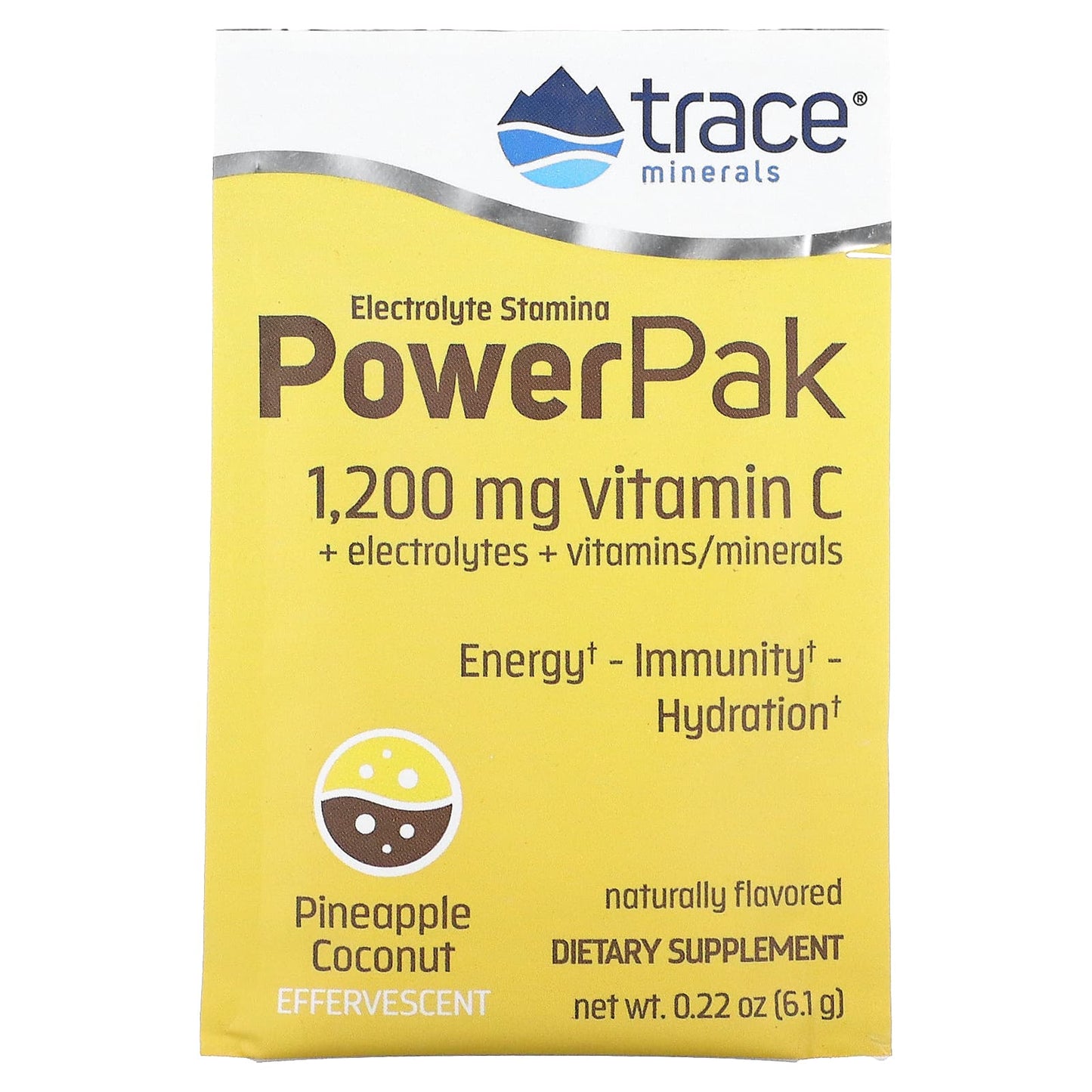 Trace Minerals ®, Electrolyte Stamina PowerPak, Pineapple Coconut, 30 Packets, 0.22 oz (6.1 g) Each