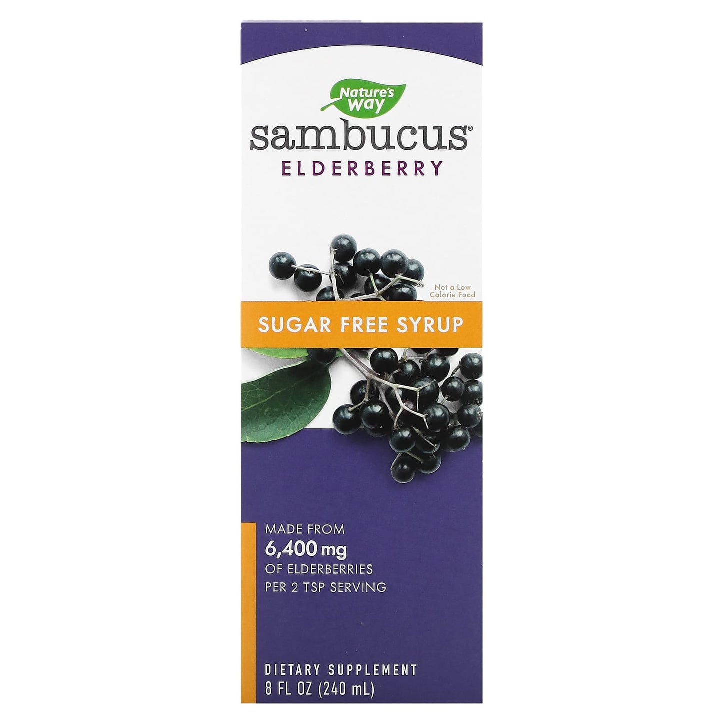 Nature's Way-Sambucus-Elderberry-Sugar-Free Syrup-6,400 mg-8 fl oz (240 ml)