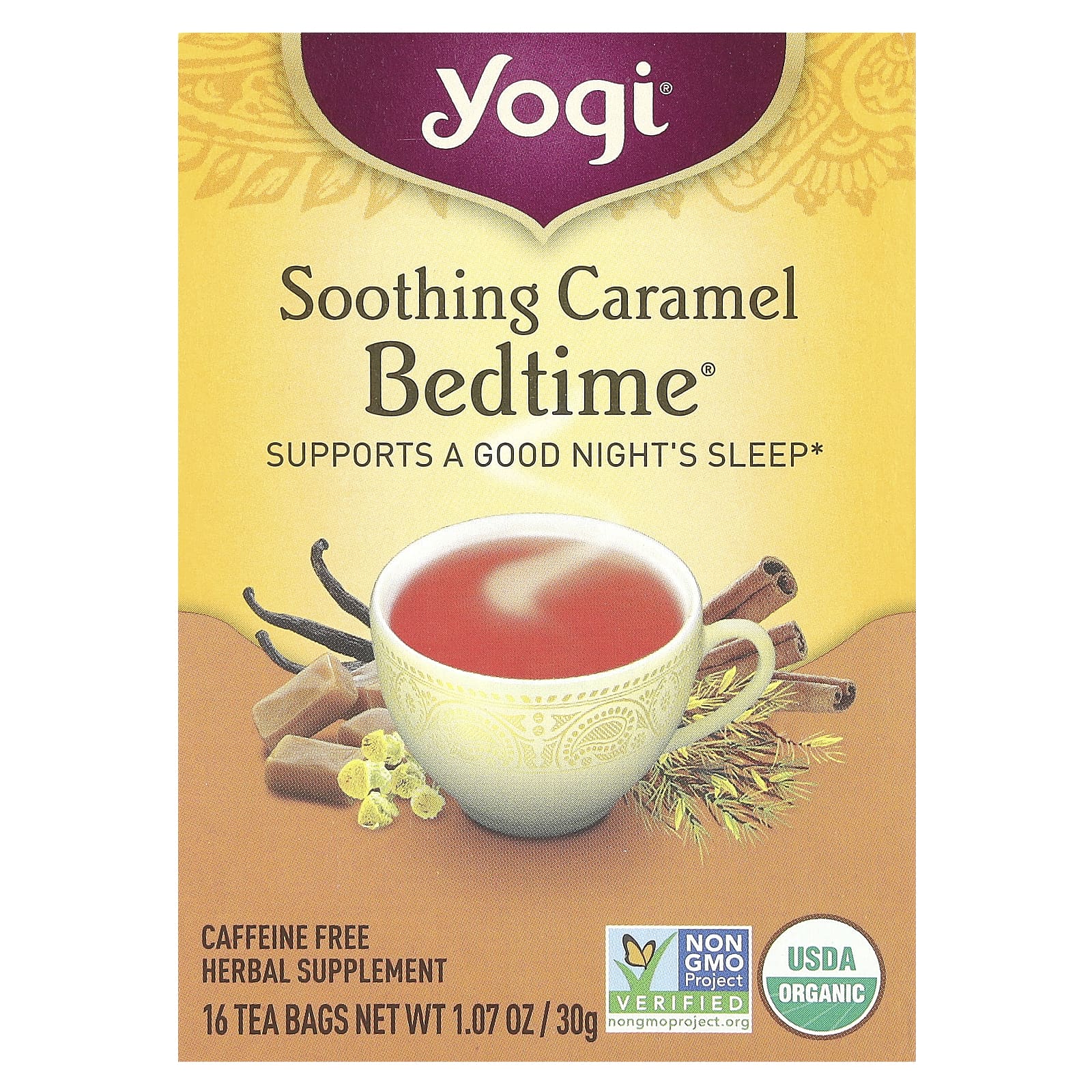 Yogi Tea-Bedtime-Soothing Caramel-Caffeine Free-16 Tea Bags-1.07 oz (30 g)