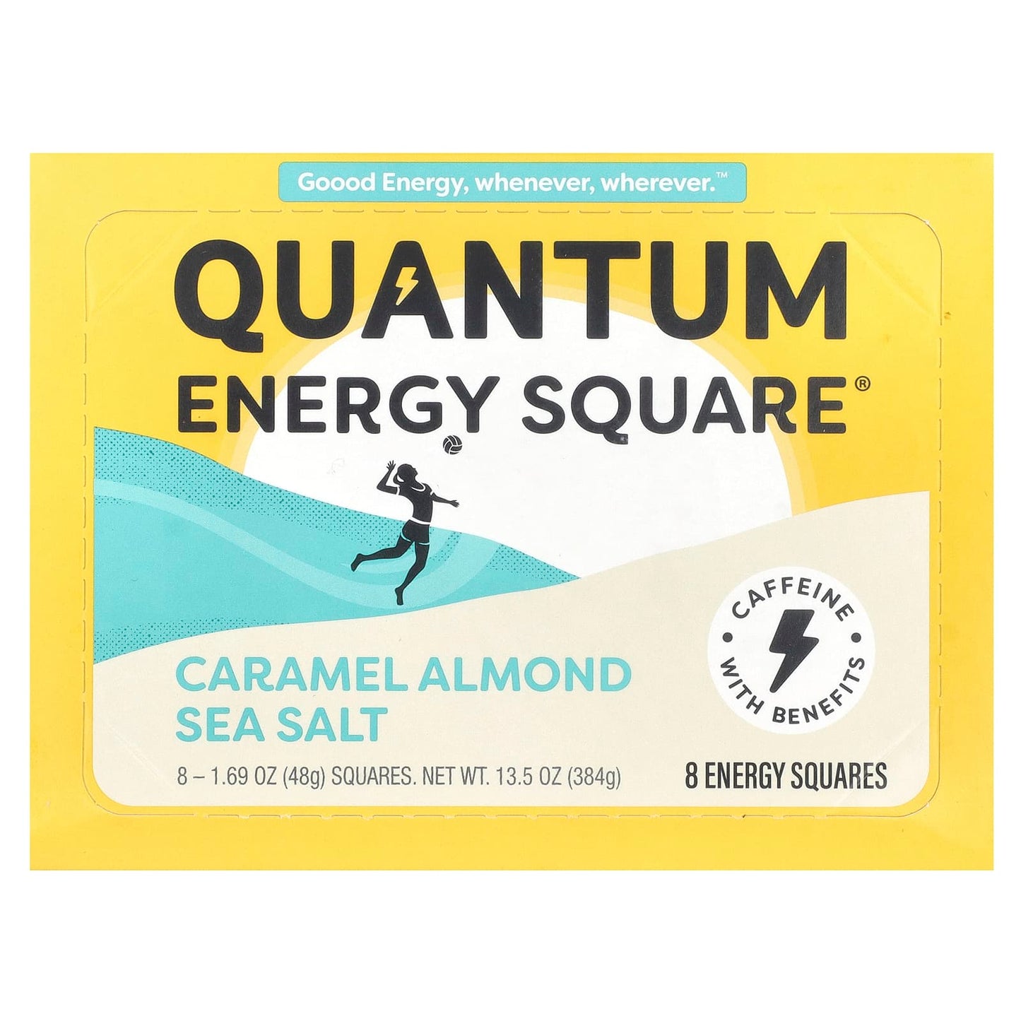 Quantum Energy Square-Caramel Almond Sea Salt-8 Squares-1.69 oz (48 g) Each