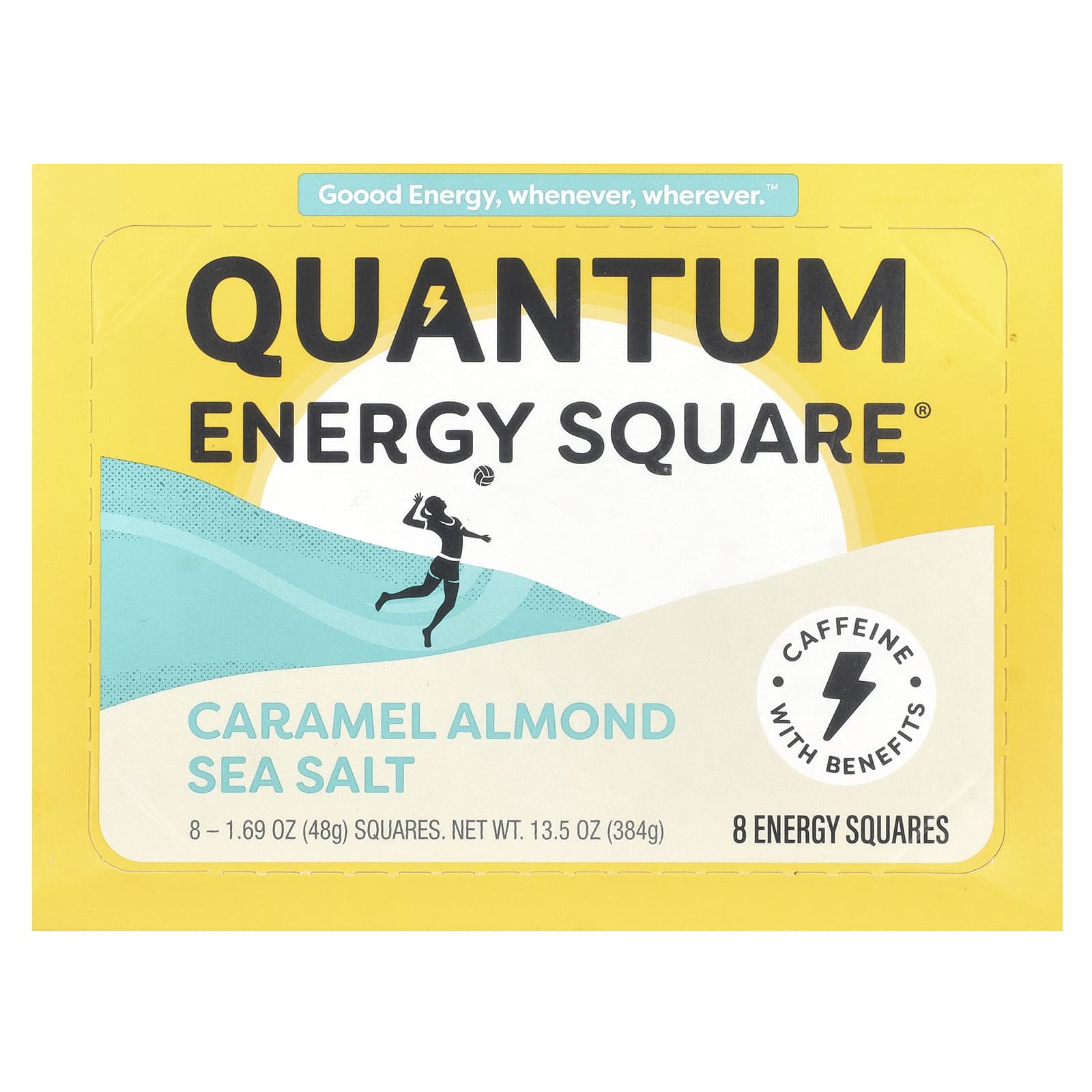 Quantum Energy Square-Caramel Almond Sea Salt-8 Squares-1.69 oz (48 g) Each