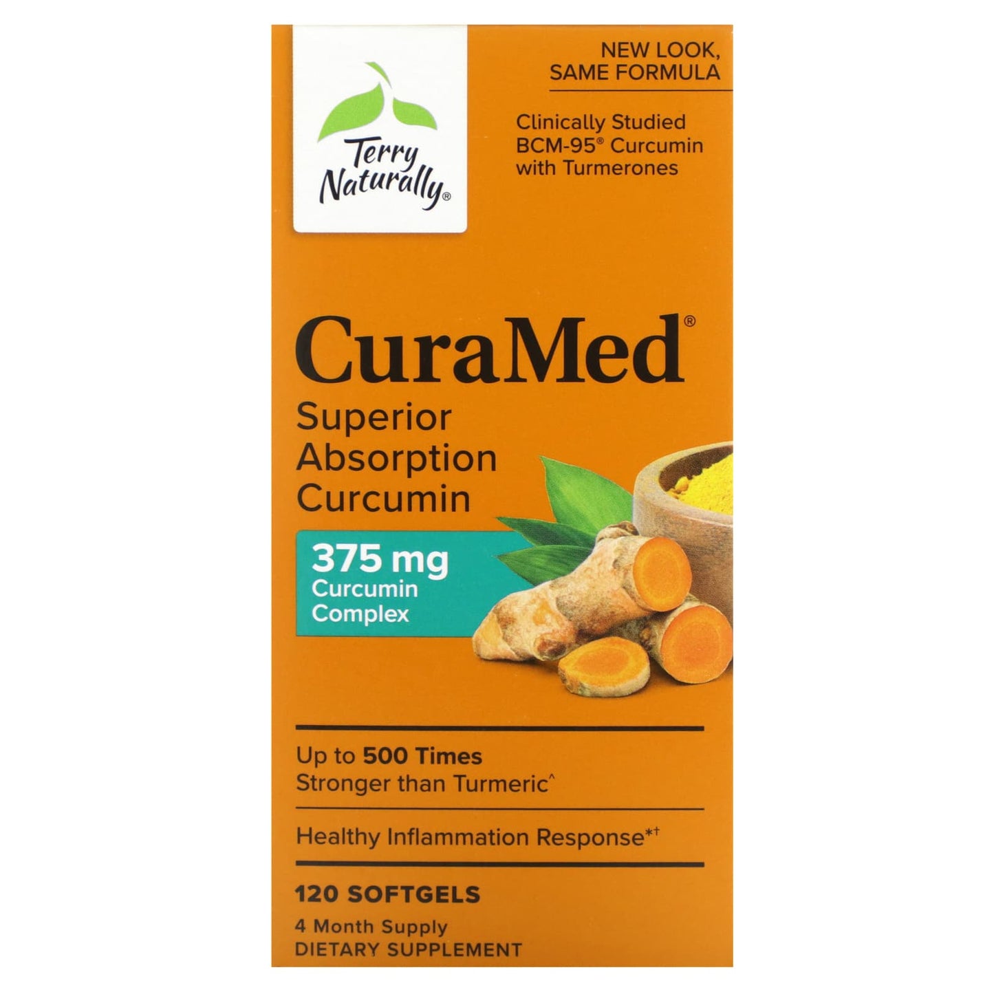 Terry Naturally-CuraMed-Superior Absorption Curcumin-375 mg-120 Softgels