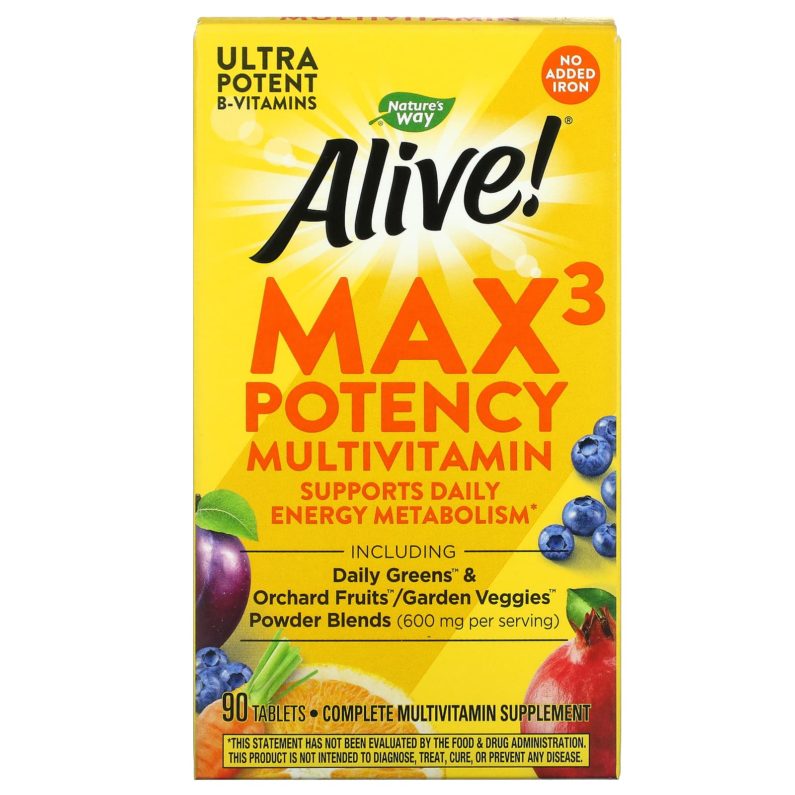 Nature's Way-Alive! Max3 Potency Multivitamin-No Added Iron-90 Tablets