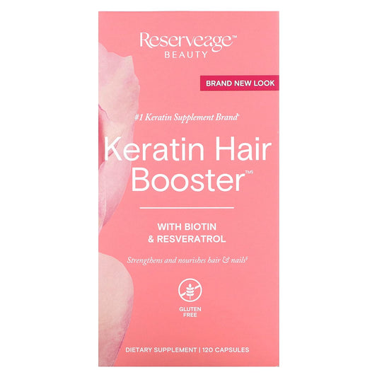 Reserveage Nutrition-Keratin Hair Booster with Biotin & Resveratrol-120 Capsules