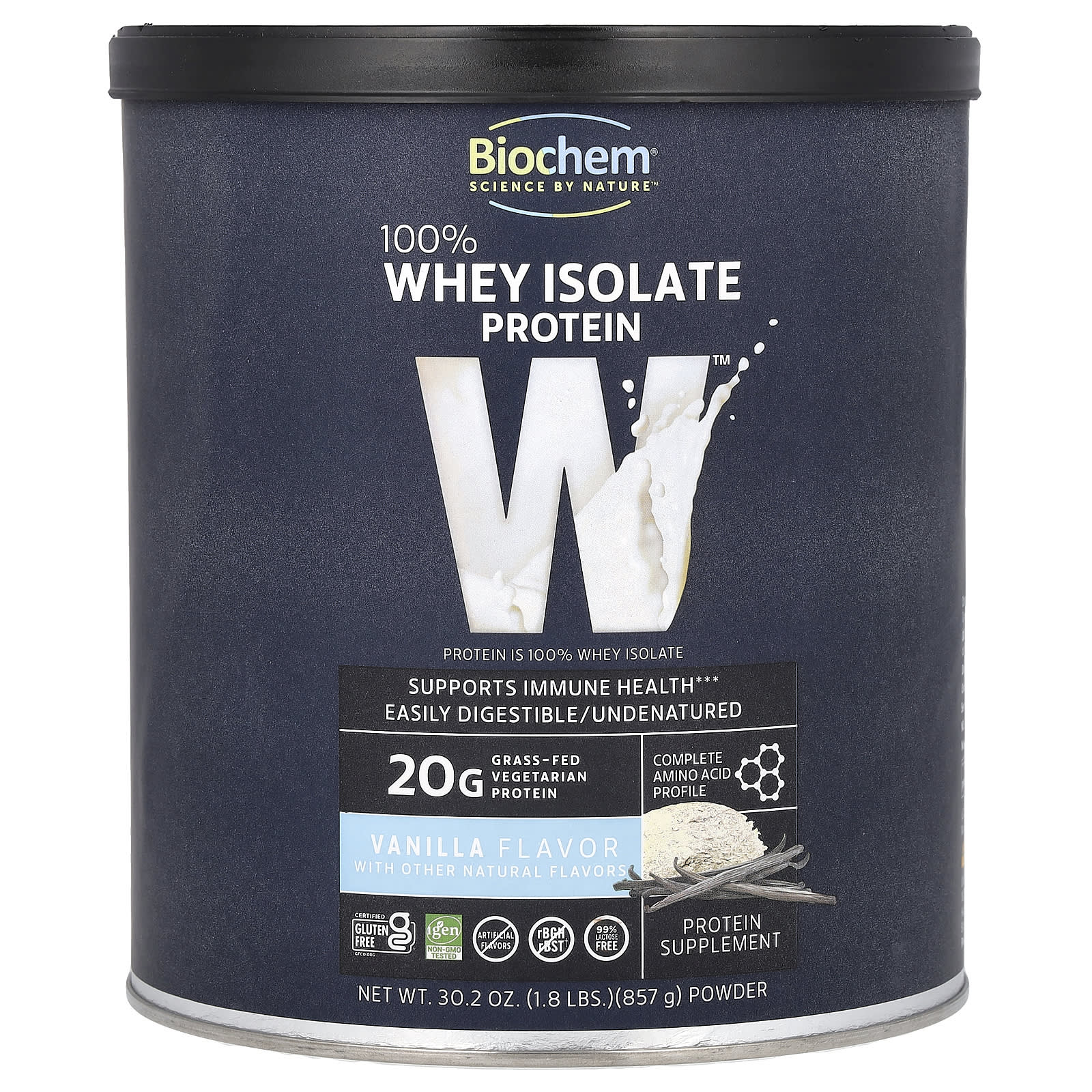 Biochem-100% Whey Isolate Protein Powder-Vanilla-1.8 lbs (857 g)