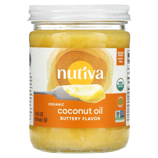 Nutiva-Organic Coconut Oil-Buttery-14 fl oz (414 ml)