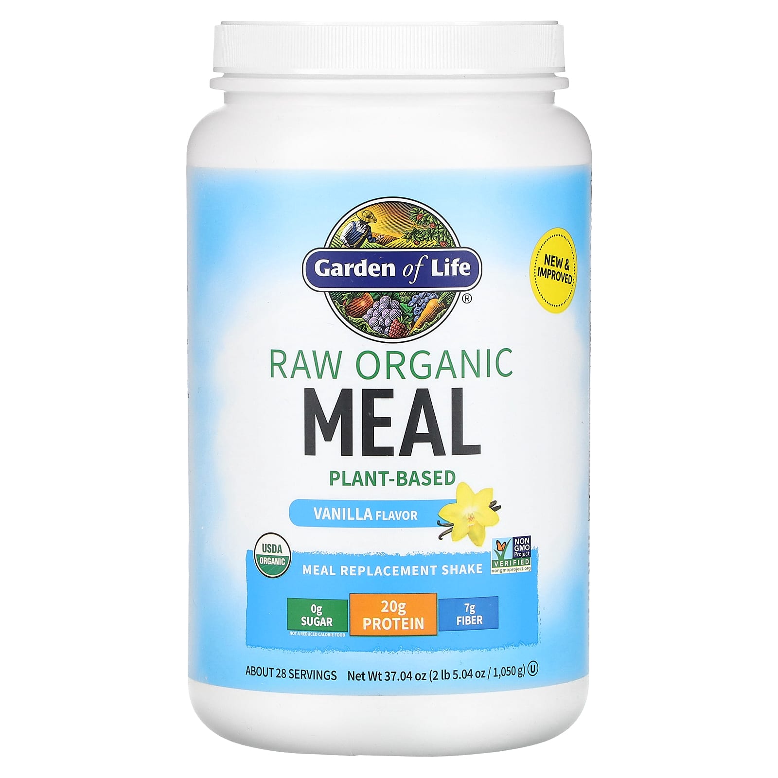 Garden of Life-RAW Organic Meal-Meal Replacement Shake-Vanilla-37.04 oz (1,050 g)