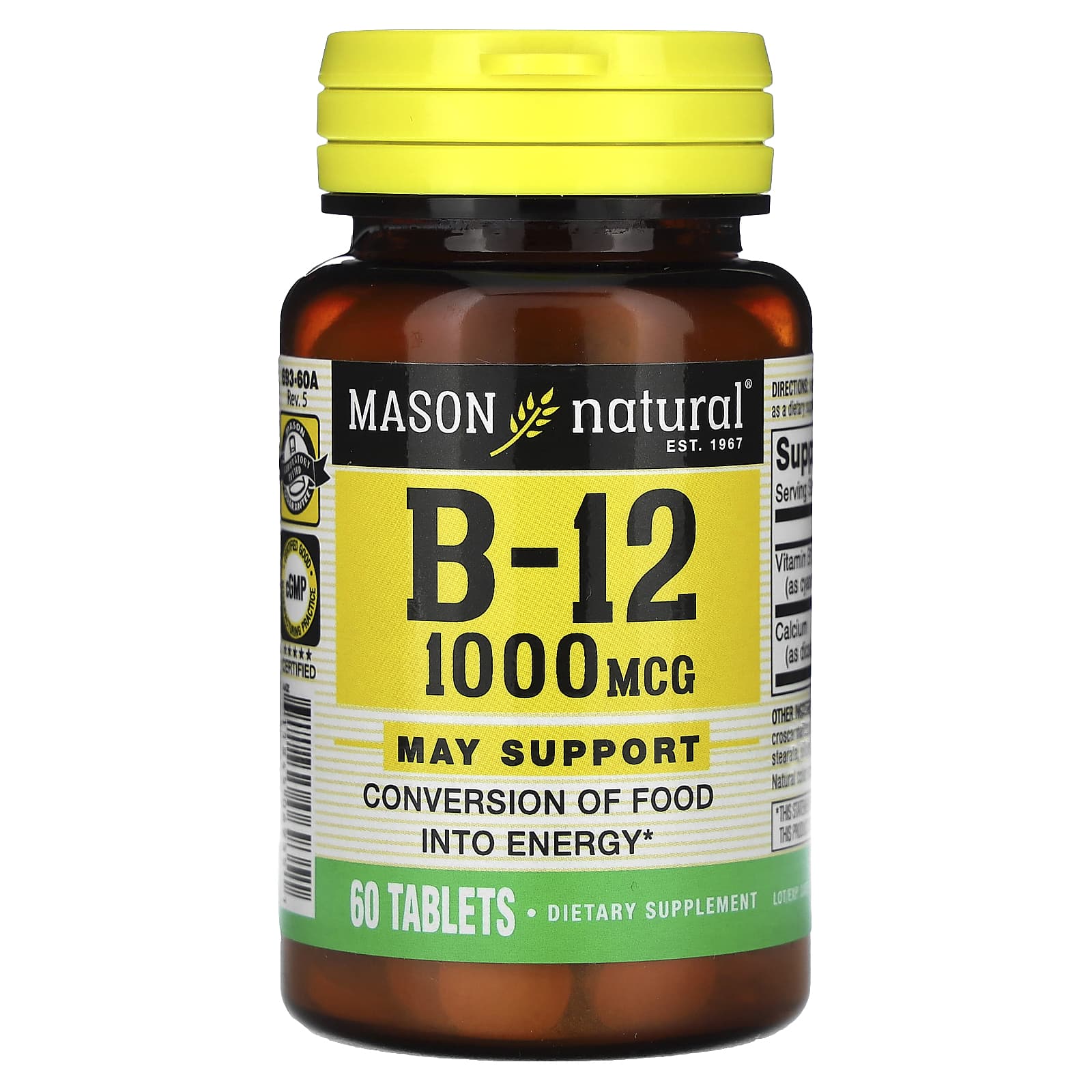 Mason Natural-Vitamin B-12-1,000 mcg-60 Tablets