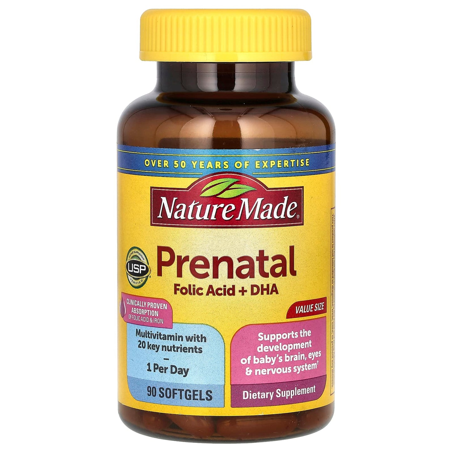 Nature Made-Prenatal Folic Acid + DHA-90 Softgels