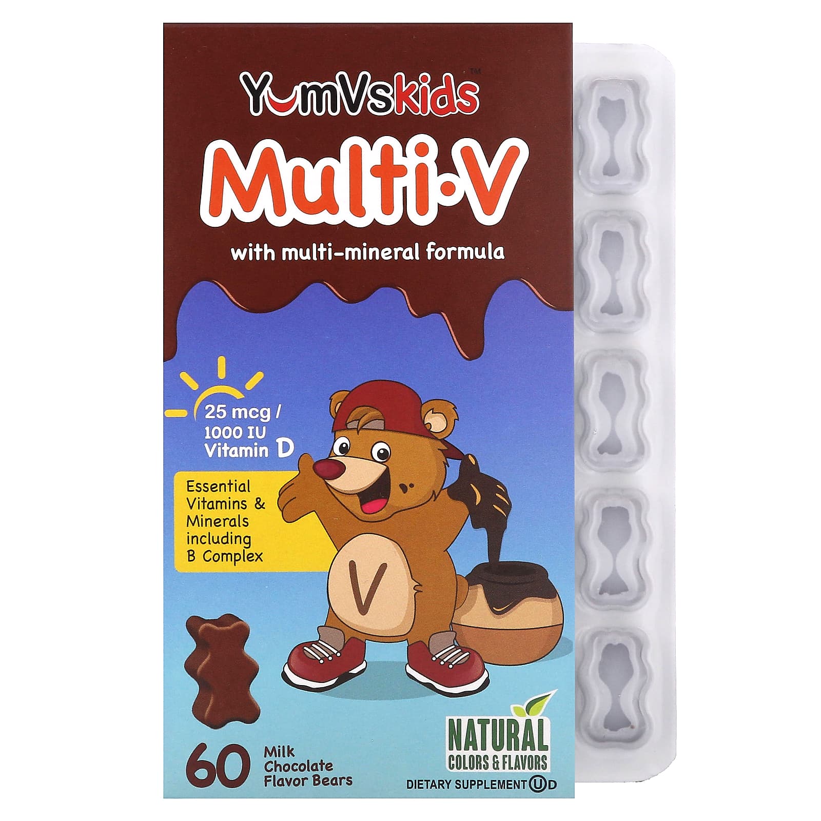 YumV's-Kids-Multi V with Multi-Mineral Formula-Milk Chocolate -60 Bears