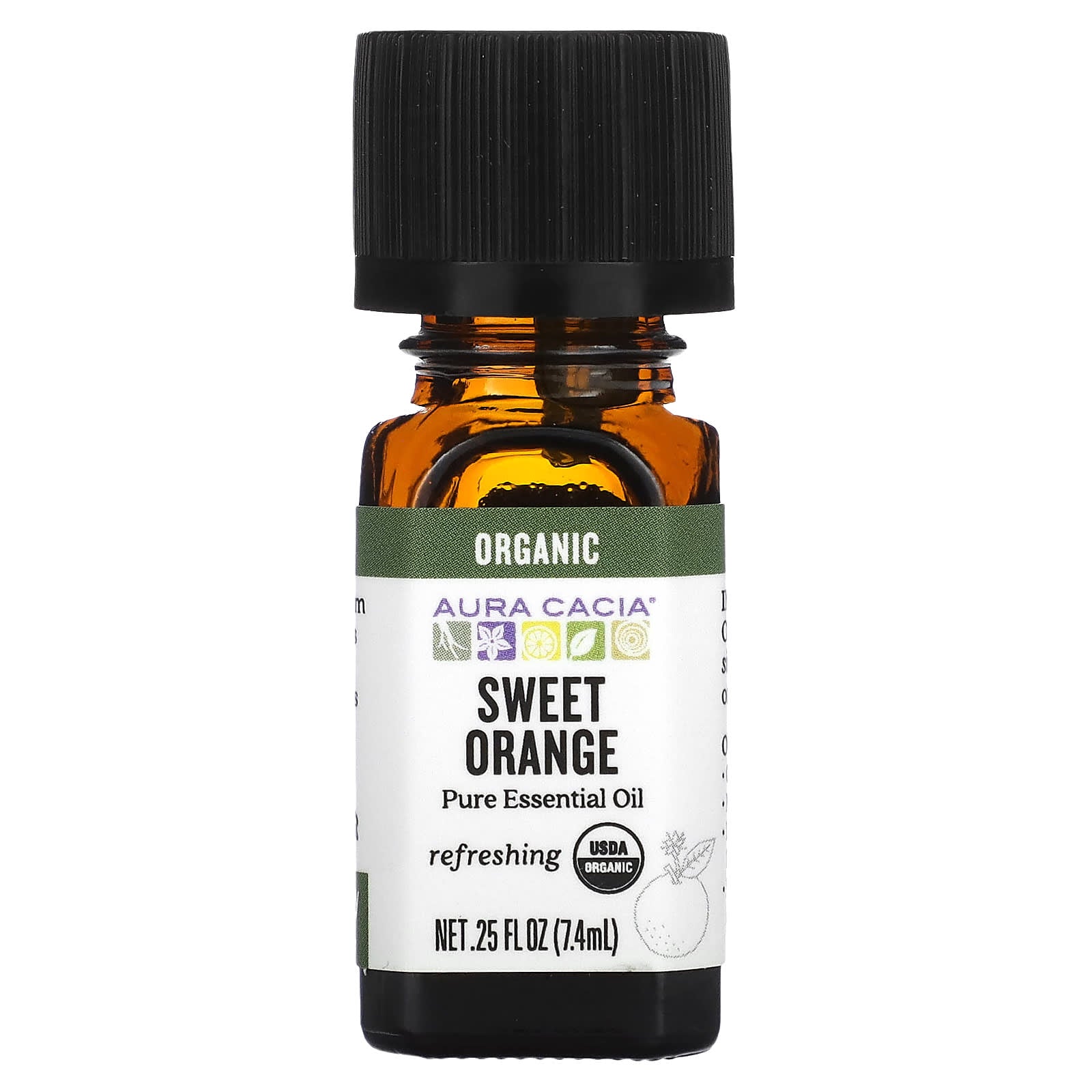 Aura Cacia-Pure Essential Oil-Organic Sweet Orange-0.25 fl oz (7.4 ml)