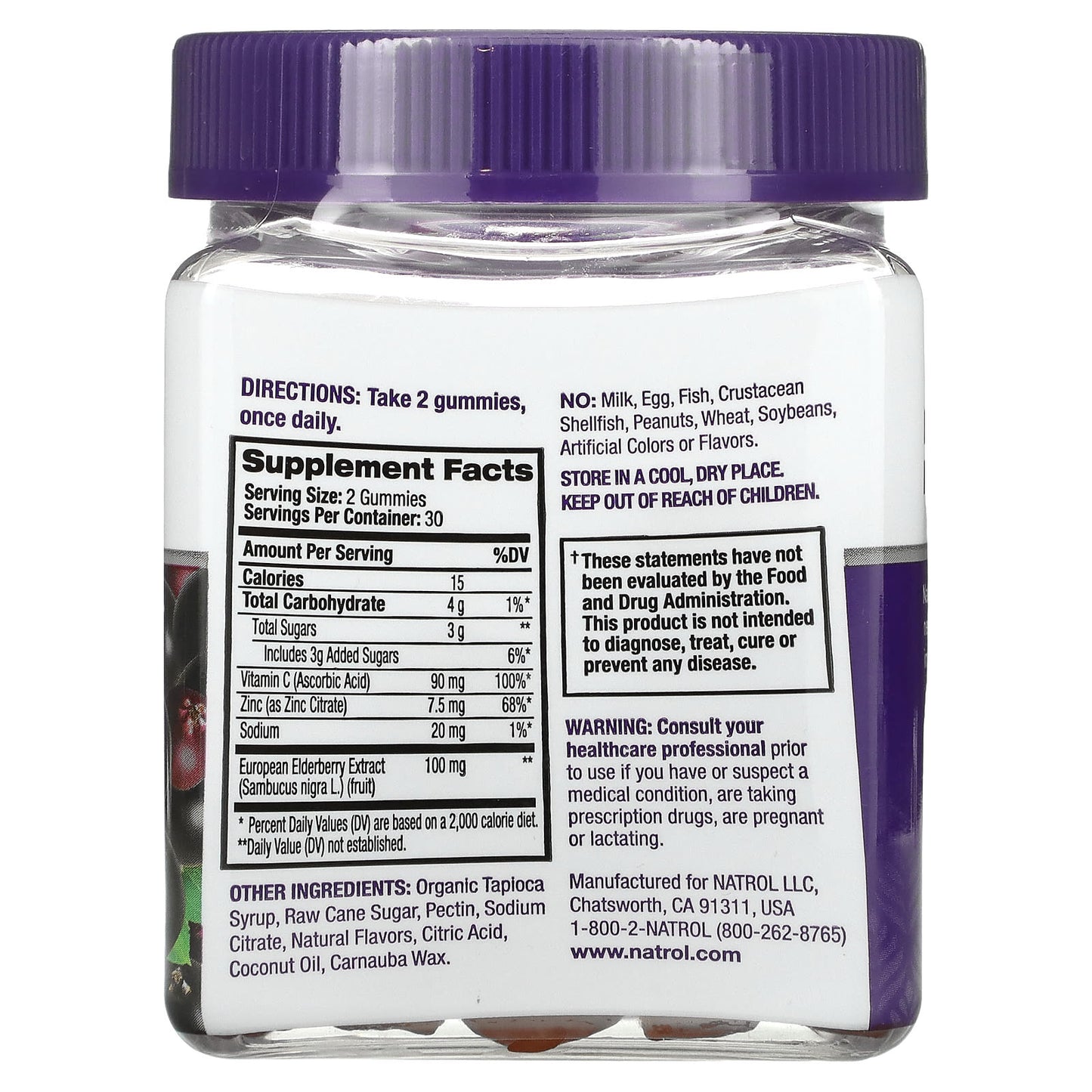 Natrol, Elderberry Immune Health, 100 mg, 60 Gummies (50 mg per Gummy)