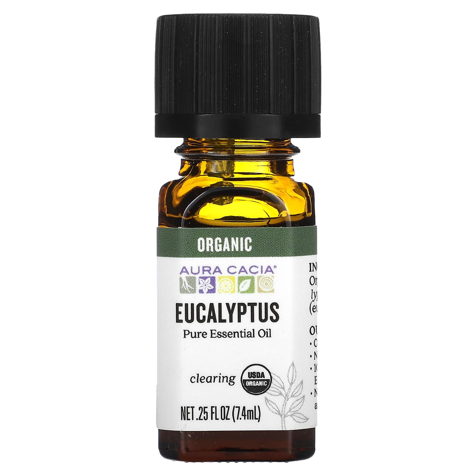 Aura Cacia-Pure Essential Oil-Organic Eucalyptus-0.25 fl oz (7.4 ml)