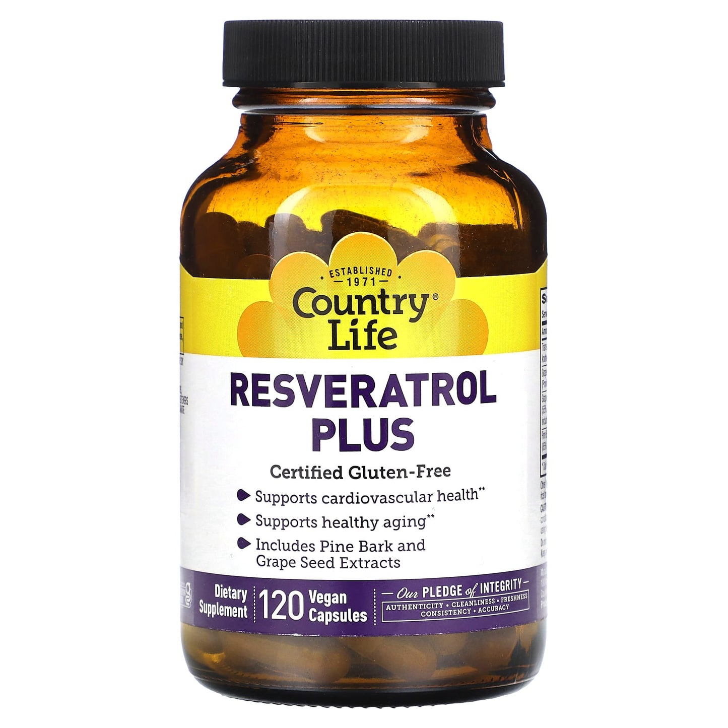 Country Life-Resveratrol Plus-120 Vegan Capsules