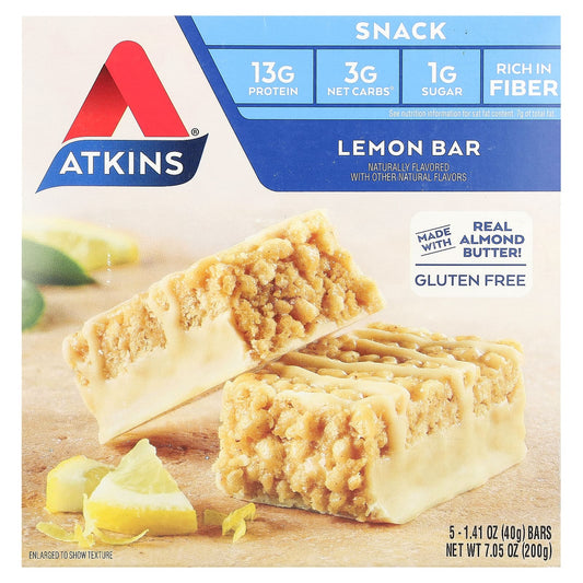 Atkins-Snack-Lemon Bar-5 Bars-1.41 oz (40 g) Each