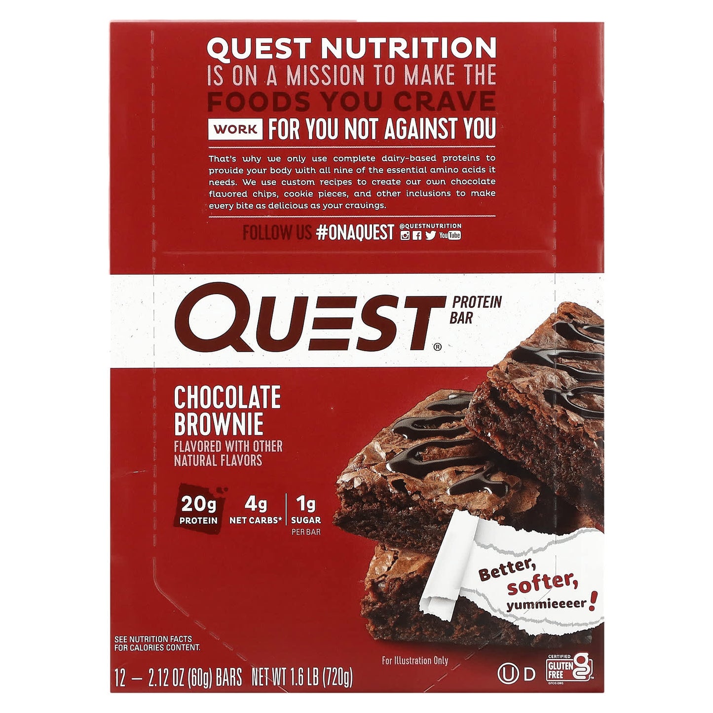 Quest Nutrition-Protein Bar-Chocolate Brownie-12 Bars-2.12 oz (60 g) Each