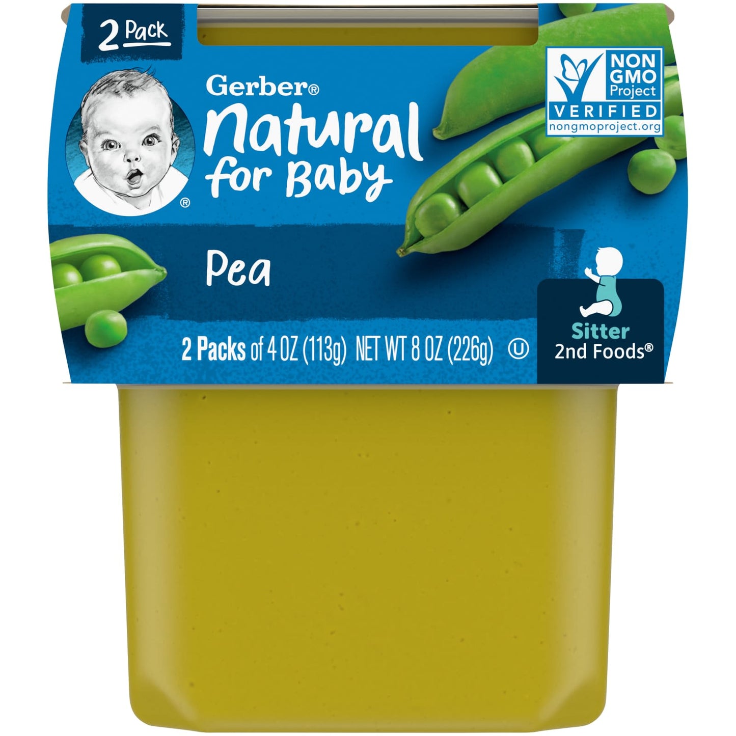 Gerber-Natural for Baby-2nd Foods-Pea-2 Pack-4 oz (113 g) Each