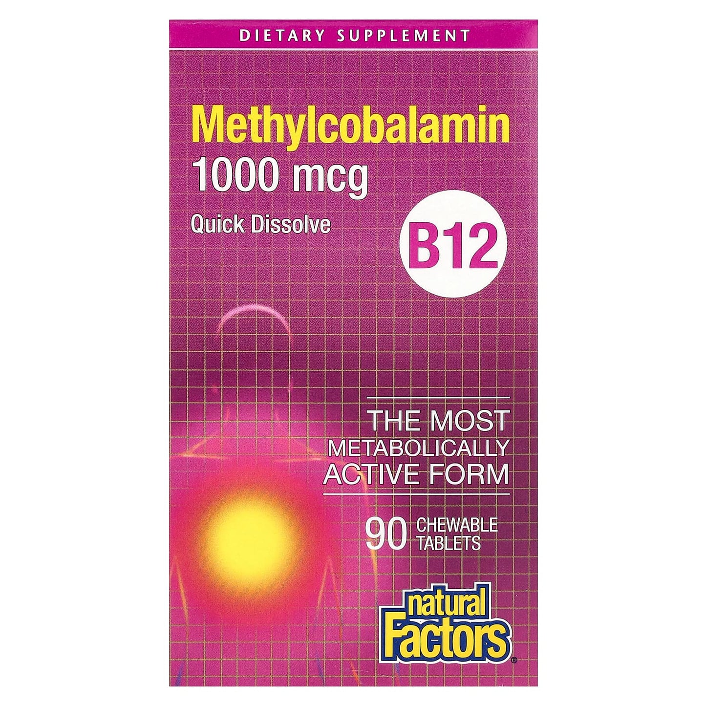 Natural Factors-B12-Methylcobalamin-1,000 mcg-90 Chewable Tablets