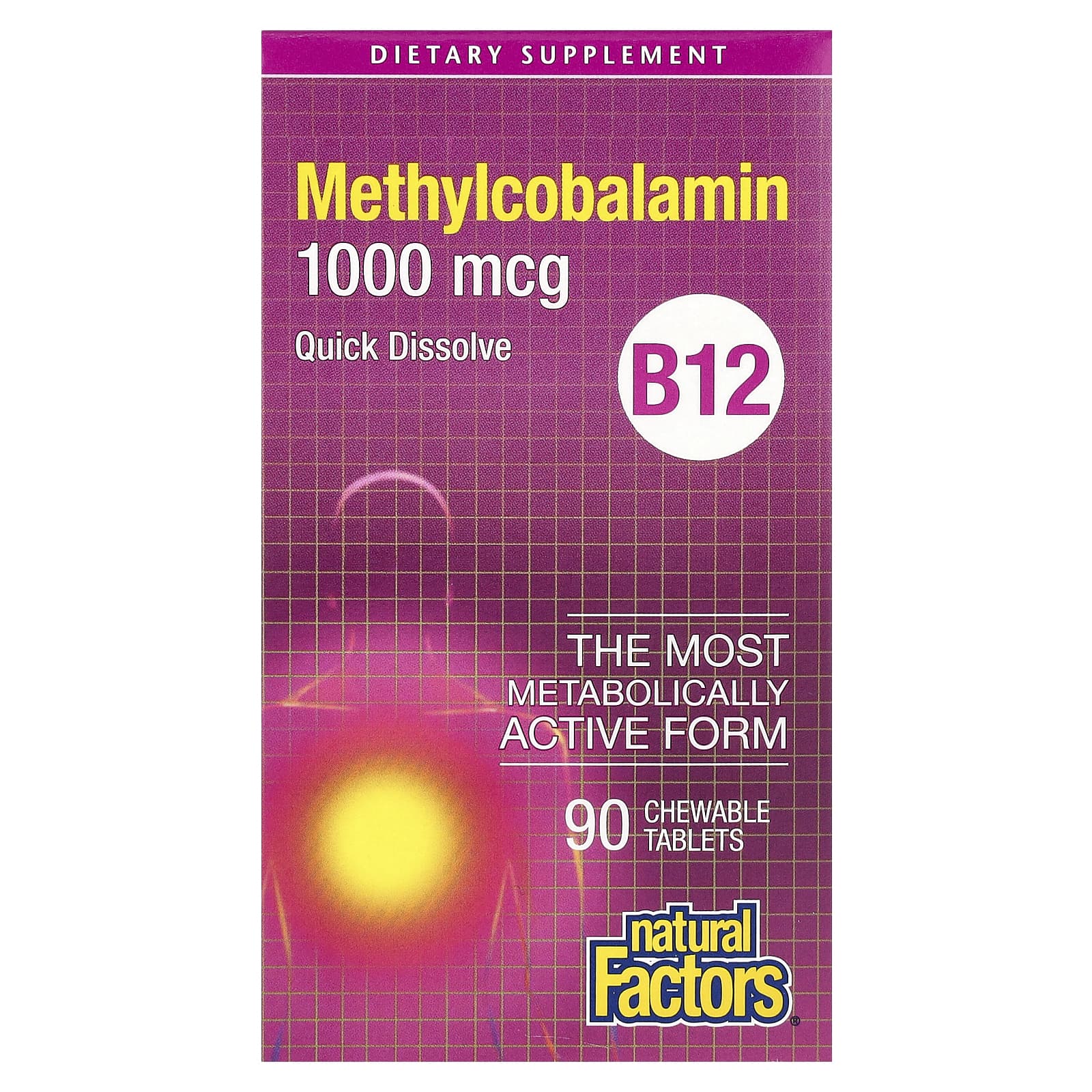 Natural Factors-B12-Methylcobalamin-1,000 mcg-90 Chewable Tablets