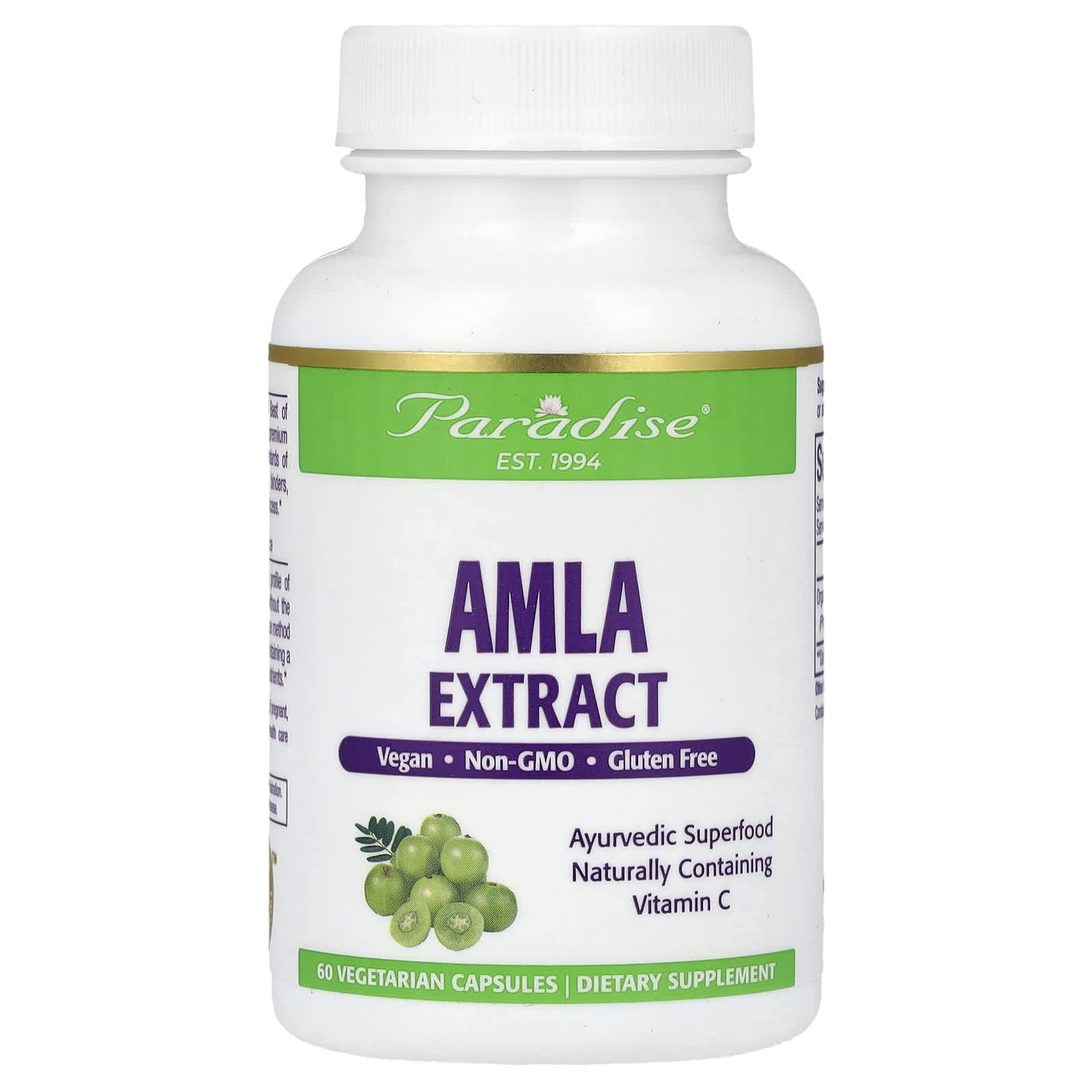 Paradise Herbs-Amla Extract-60 Vegetarian Capsules