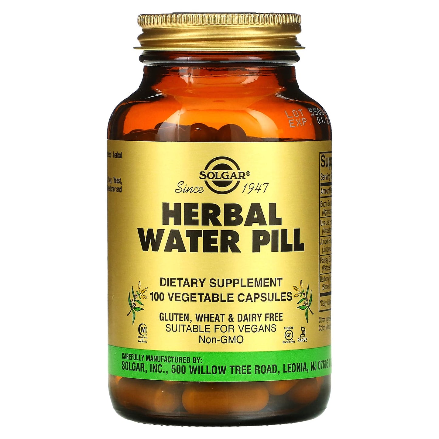 Solgar-Herbal Water Pill-100 Vegetable Capsules