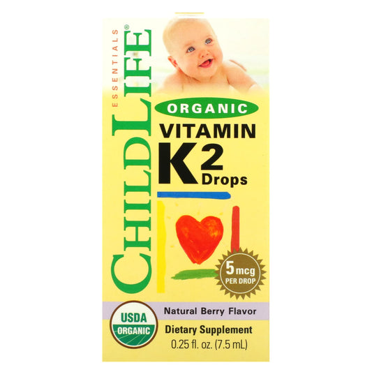 ChildLife Essentials-Organic Vitamin K2 Drops-Natural Berry-5 mcg-0.25 fl oz (7.5 ml)