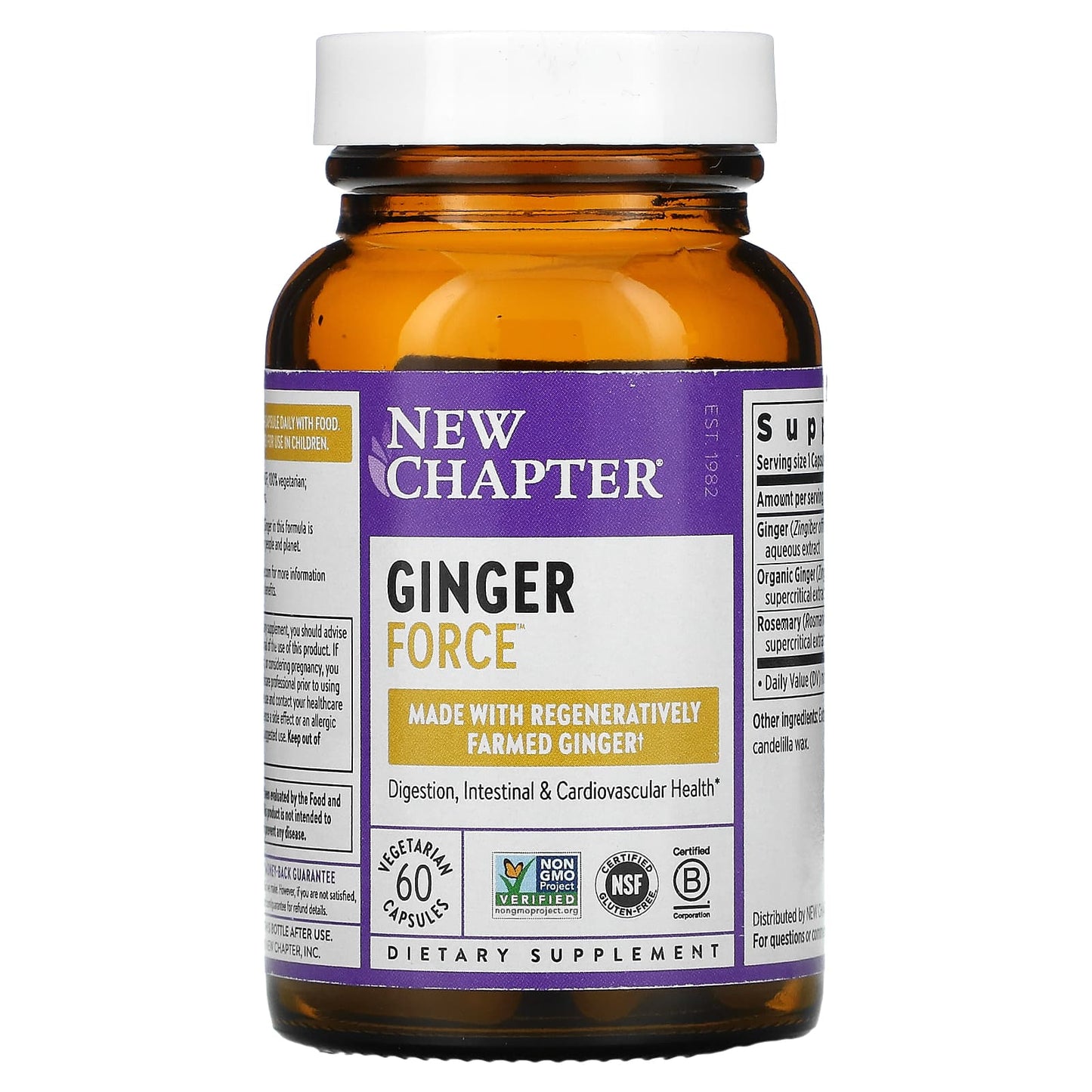 New Chapter, Ginger Force, 60 Vegetarian Capsules