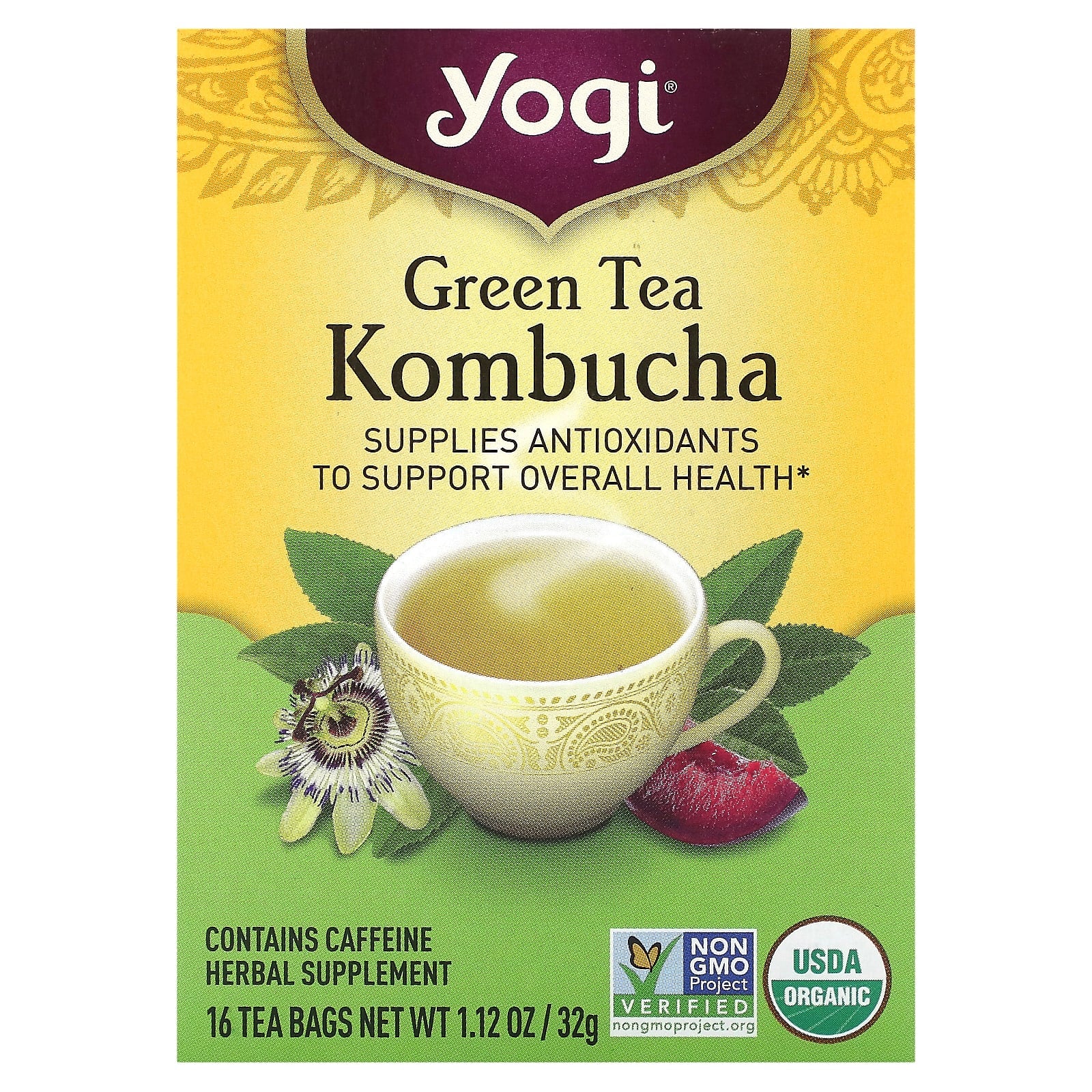 Yogi Tea-Green Tea Kombucha-16 Tea Bags-1.12 oz (32 g)