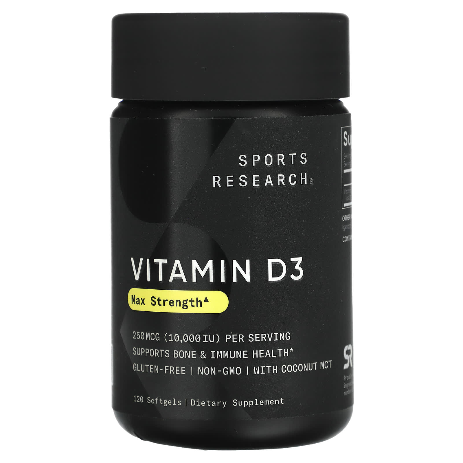 Sports Research-Vitamin D3-Max Strength-250 mcg (10,000 IU)-120 Softgels