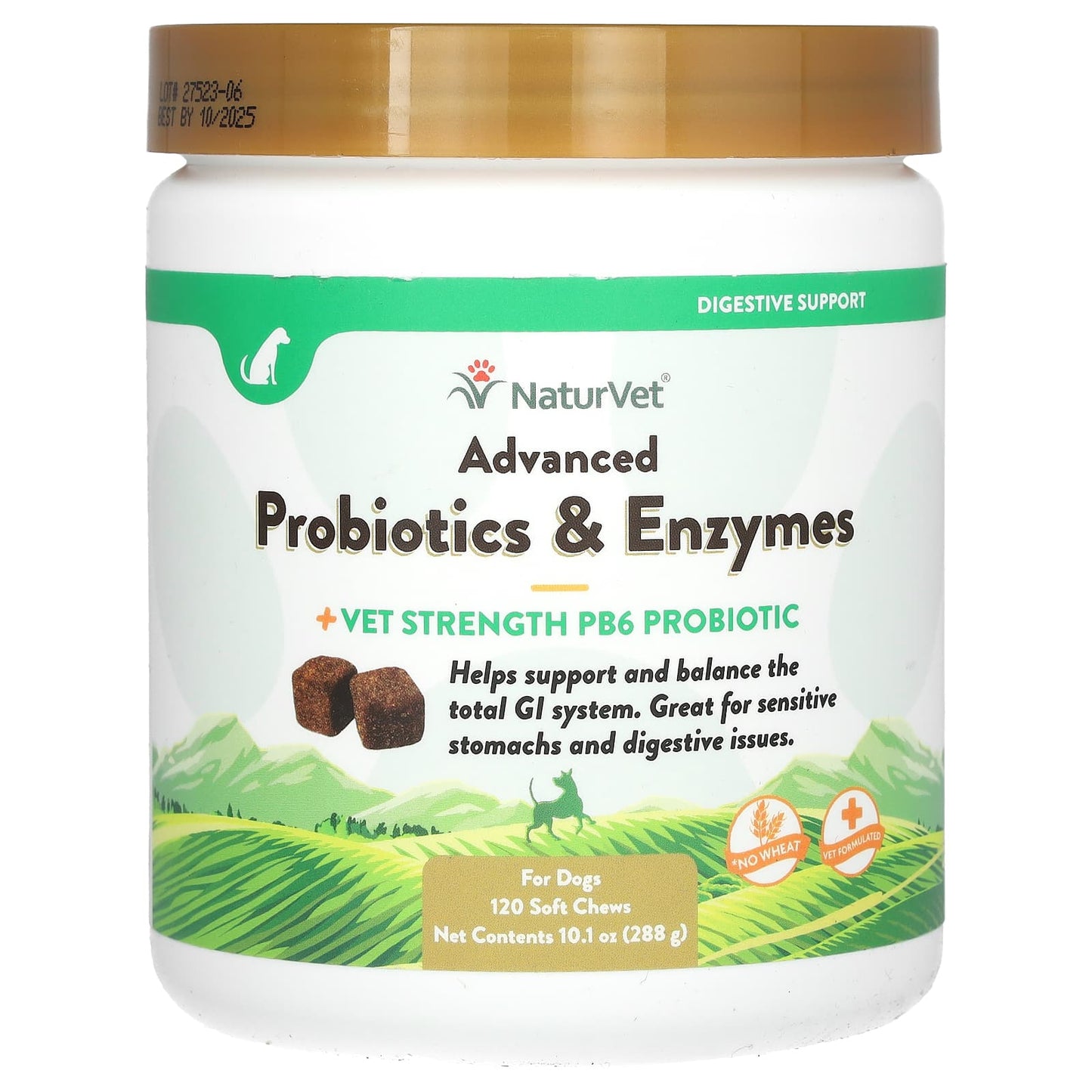 NaturVet-Advanced Probiotics & Enzymes-+ Vet Strength PB6 Probiotic-For Dogs-120 Soft Chews-10.1 oz (288 g)