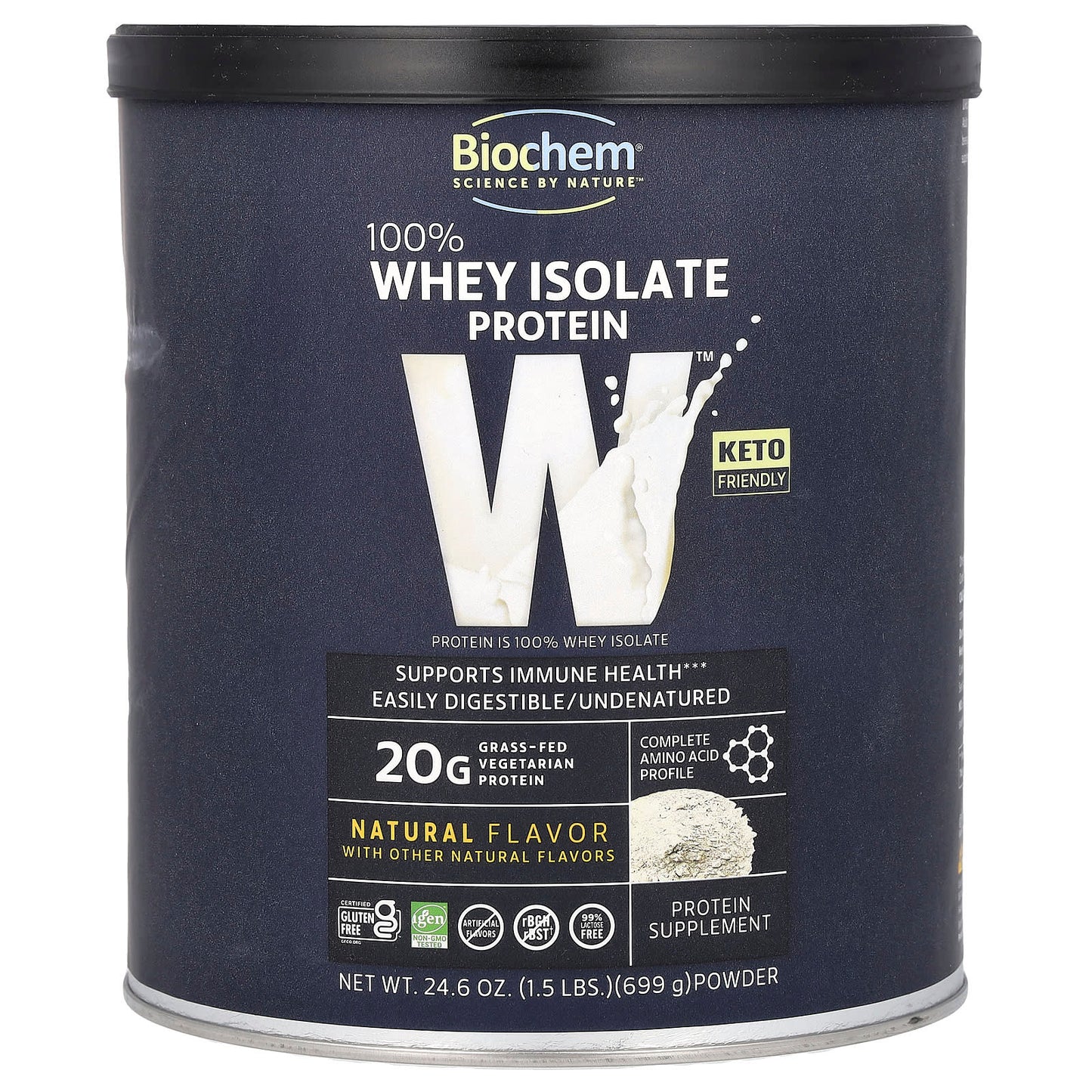 Biochem-100% Whey Isolate Protein Powder-Natural-1.5 lbs (699 g)