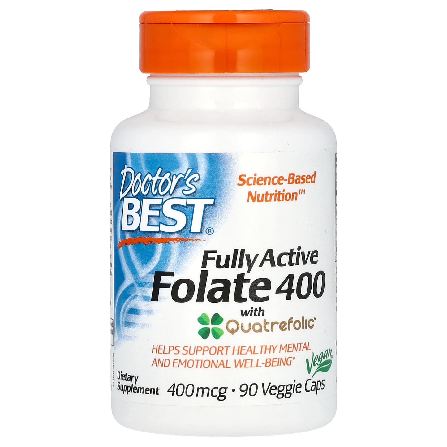 Doctor's Best-Fully Active Folate 400 with Quatrefolic-400 mcg-90 Veggie Caps