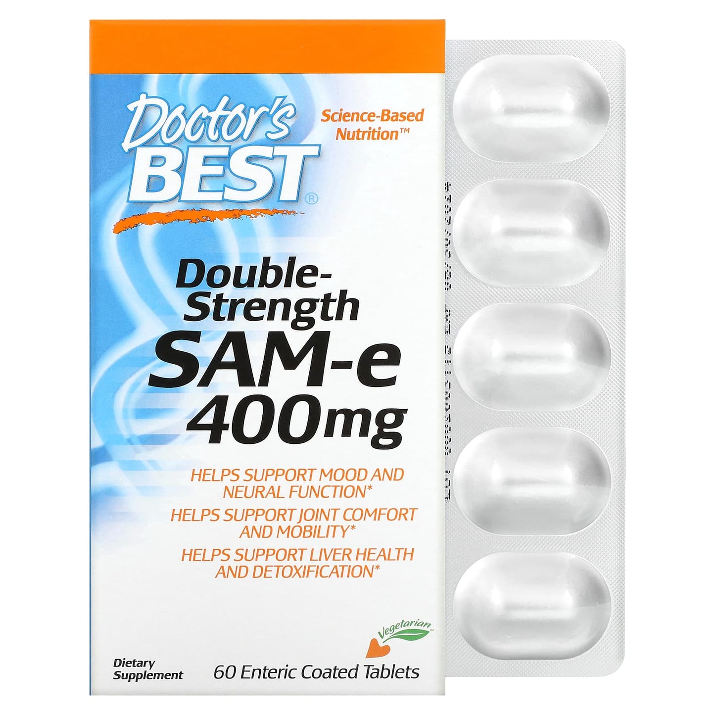 Doctor's Best-SAM-e-Double Strength (Disulfate Tosylate)-400 mg-60 Enteric Coated Tablets