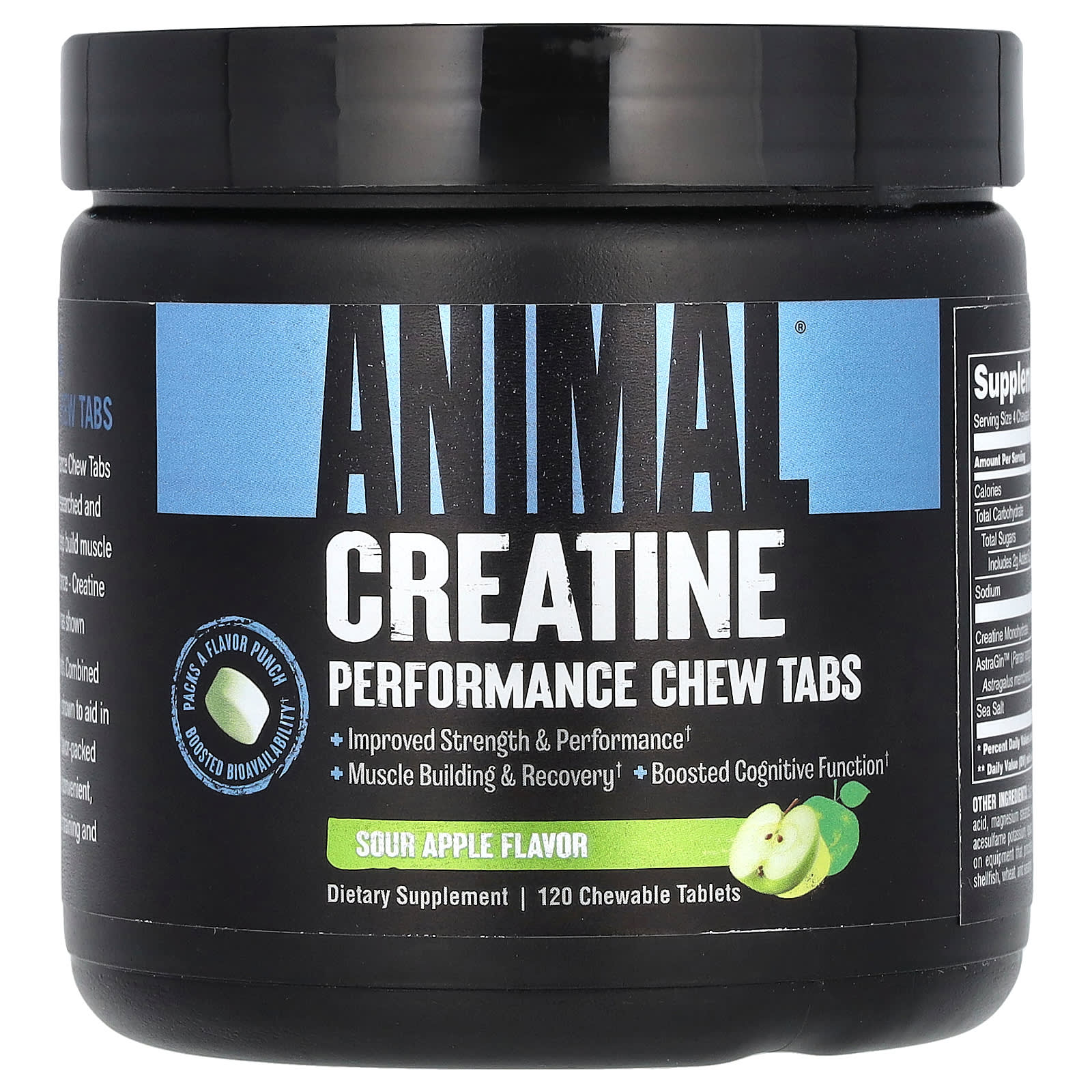 Animal-Creatine-Performance Chew Tabs-Sour Apple-120 Chewable Tablets