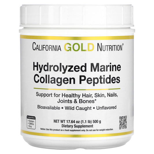 California Gold Nutrition-Hydrolyzed Marine Collagen Peptides-Unflavored-17.64 oz (500 g)