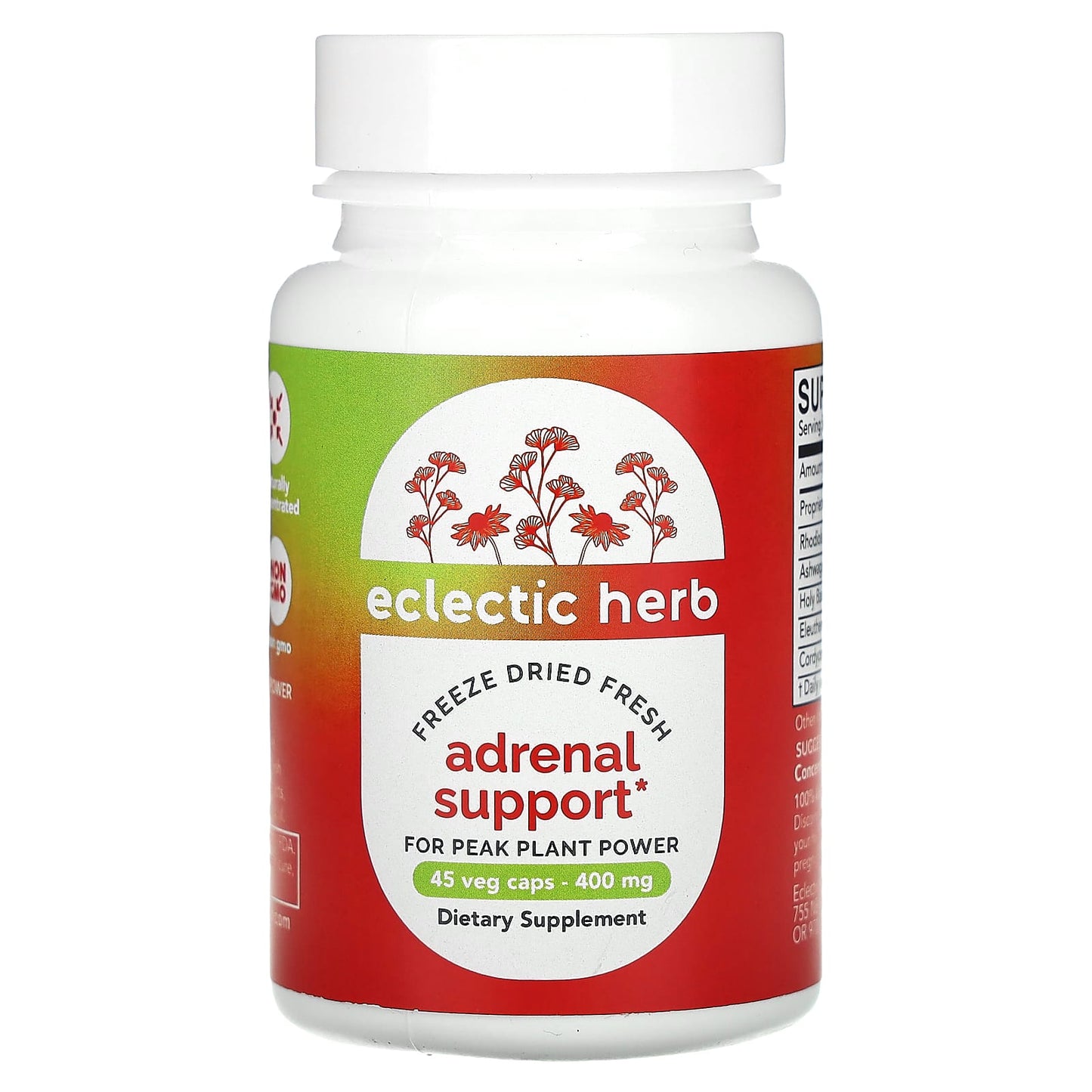 Eclectic Institute-Freeze Dried Fresh-Adrenal Support-800 mg-45 Veg Caps-(400 mg Per Capsule)