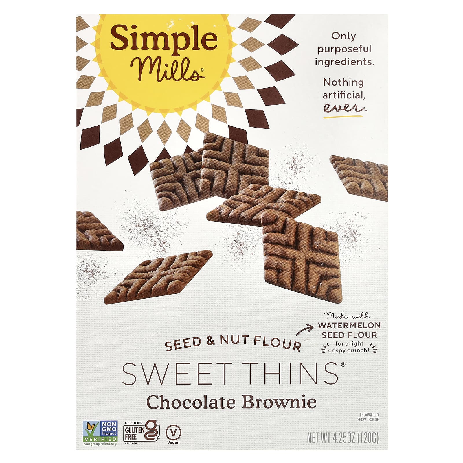 Simple Mills-Seed & Nut Flour-Sweet Thins-Chocolate Brownie-4.25 oz (120 g)